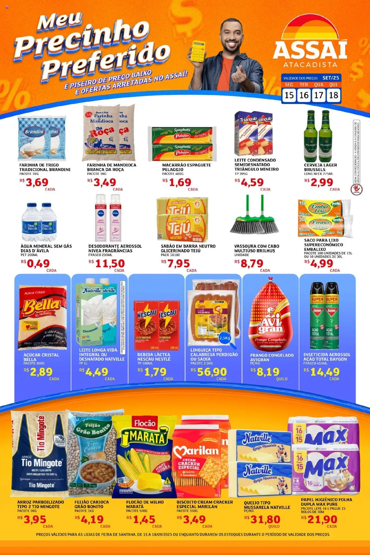 Assaí Atacadista Folheto - válido de 15.09.2025 | Página: 1 | Produtos: Farinha de trigo, Queijo, Inseticida, Vassoura