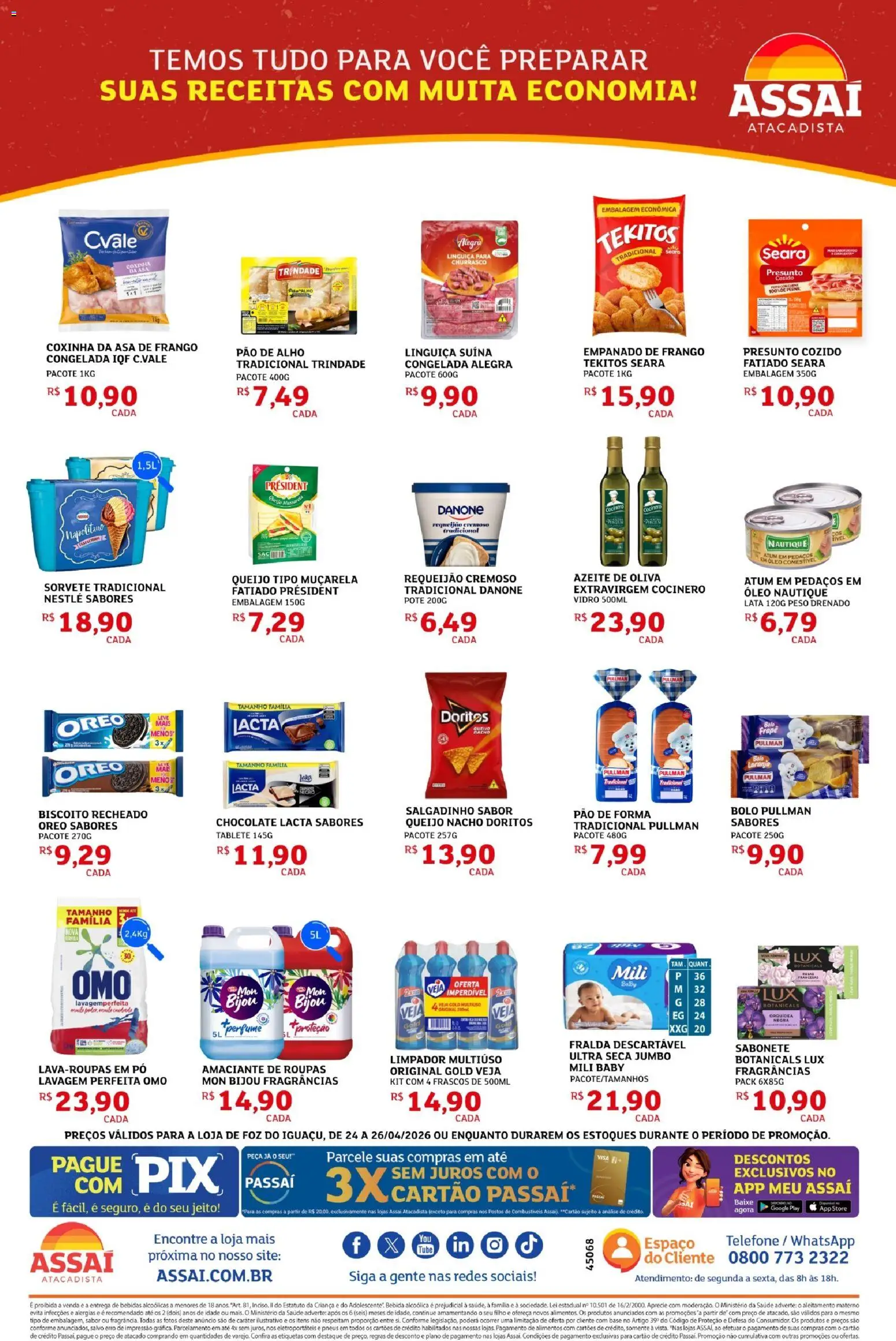 Assaí Atacadista Folheto - válido de 24.04.2026 | Página: 2 | Produtos: Pão, Sabonete, Frango, Azeite