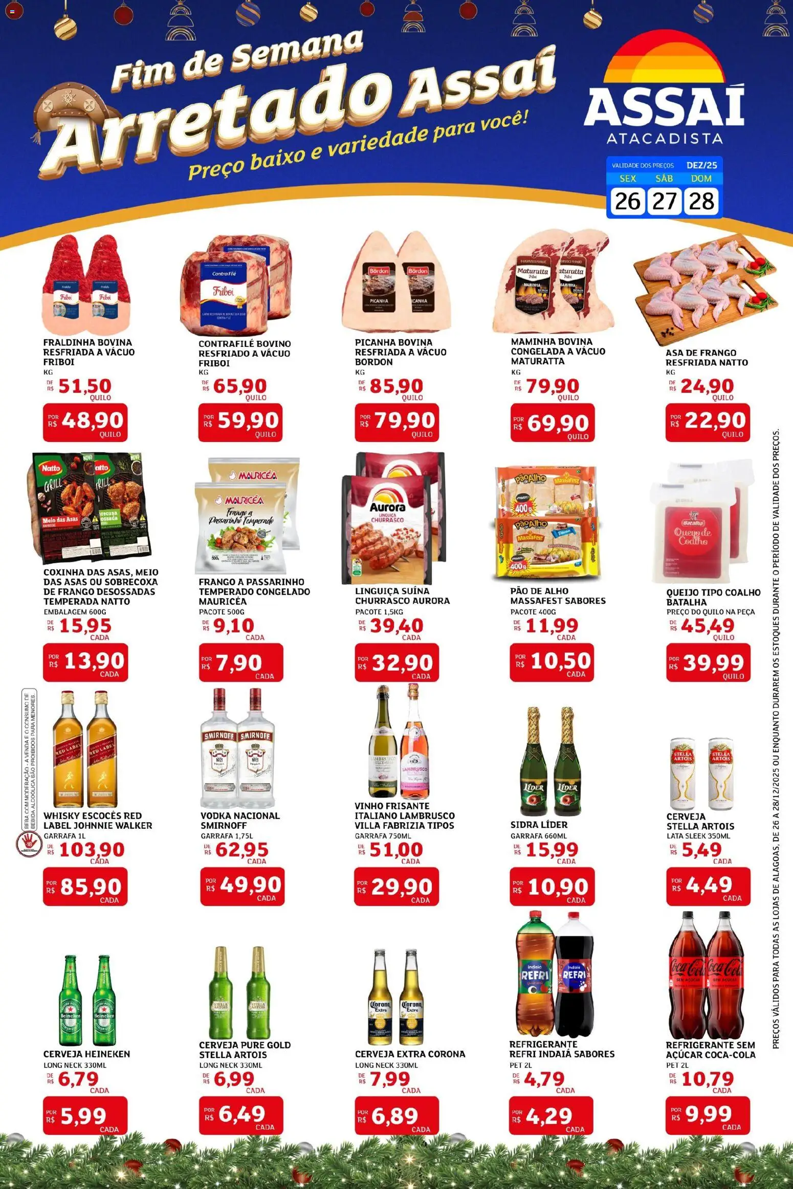 Assaí Atacadista Folheto - válido de 26.12.2025 | Página: 1 | Produtos: Linguiça, Pão, Vinho, Baixo