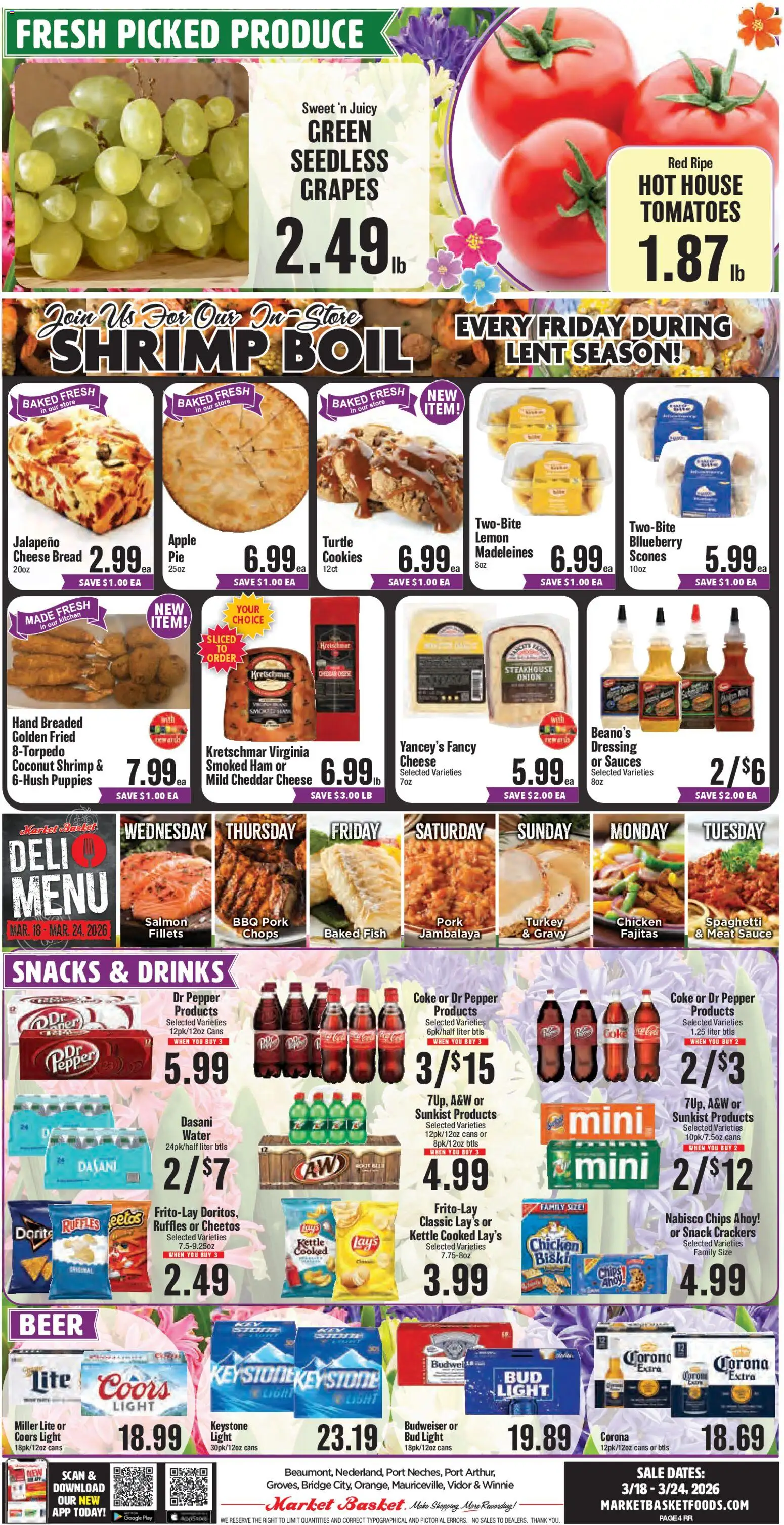 Market Basket Weekly Ad - valid from 18.03.2026 | Page: 4 | Products: Basket, Beer, Cookies, Lemon