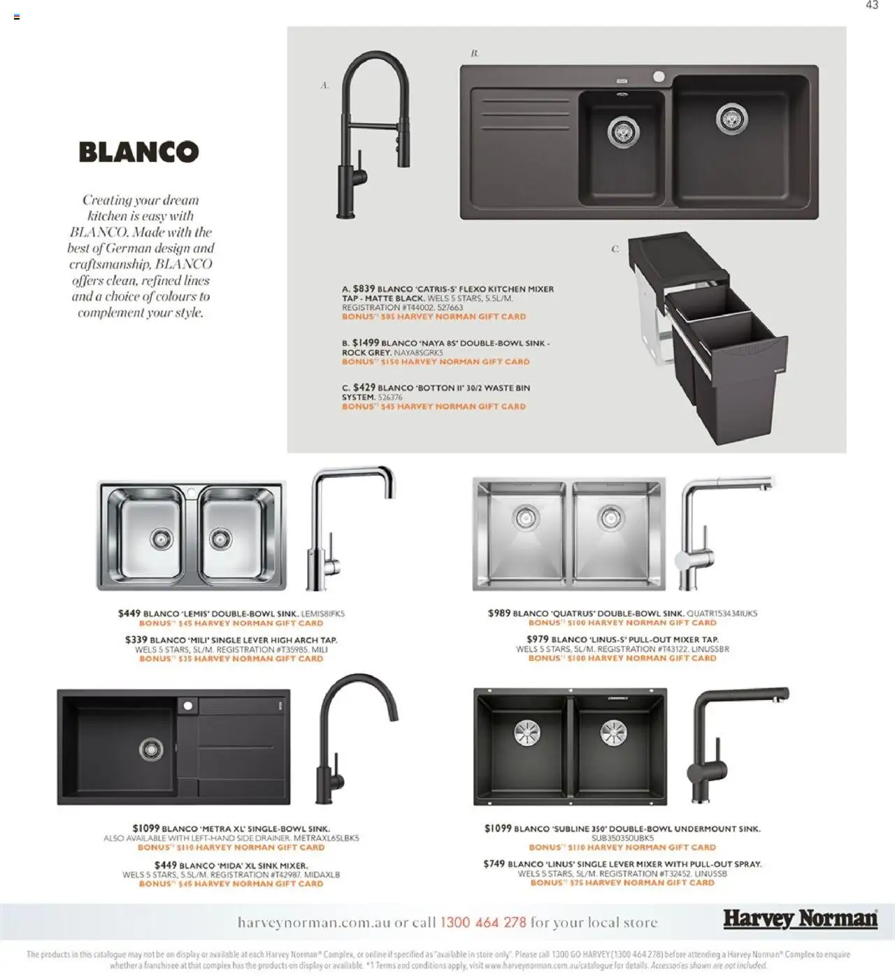 Harvey Norman catalogue - valid from 10.10.2025 | Page: 43 | Products: Sink, Tap, Accessories, Mixer