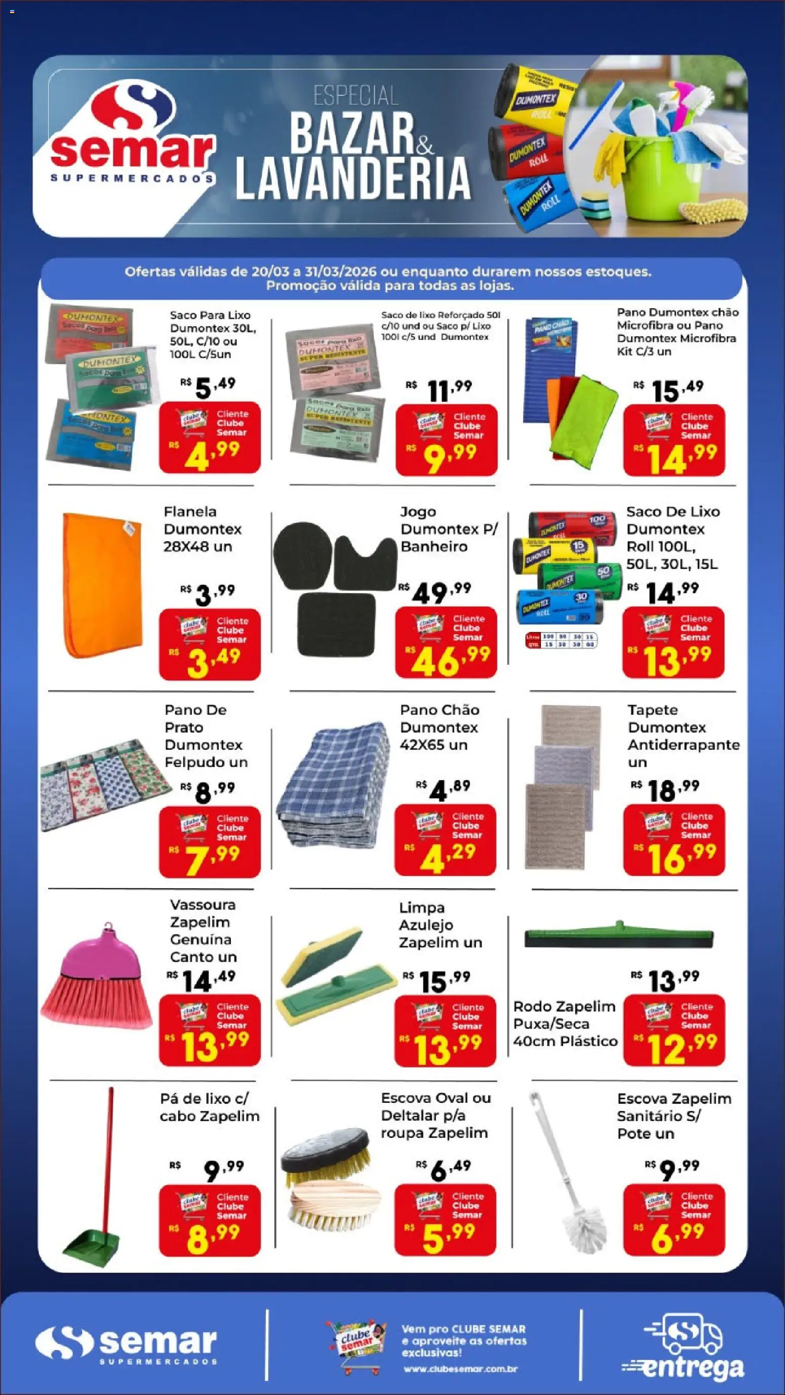 Semar Supermercado Folheto - válido de 20.03.2026 | Página: 1 | Produtos: Escova, Flanela, Pá, Rodo