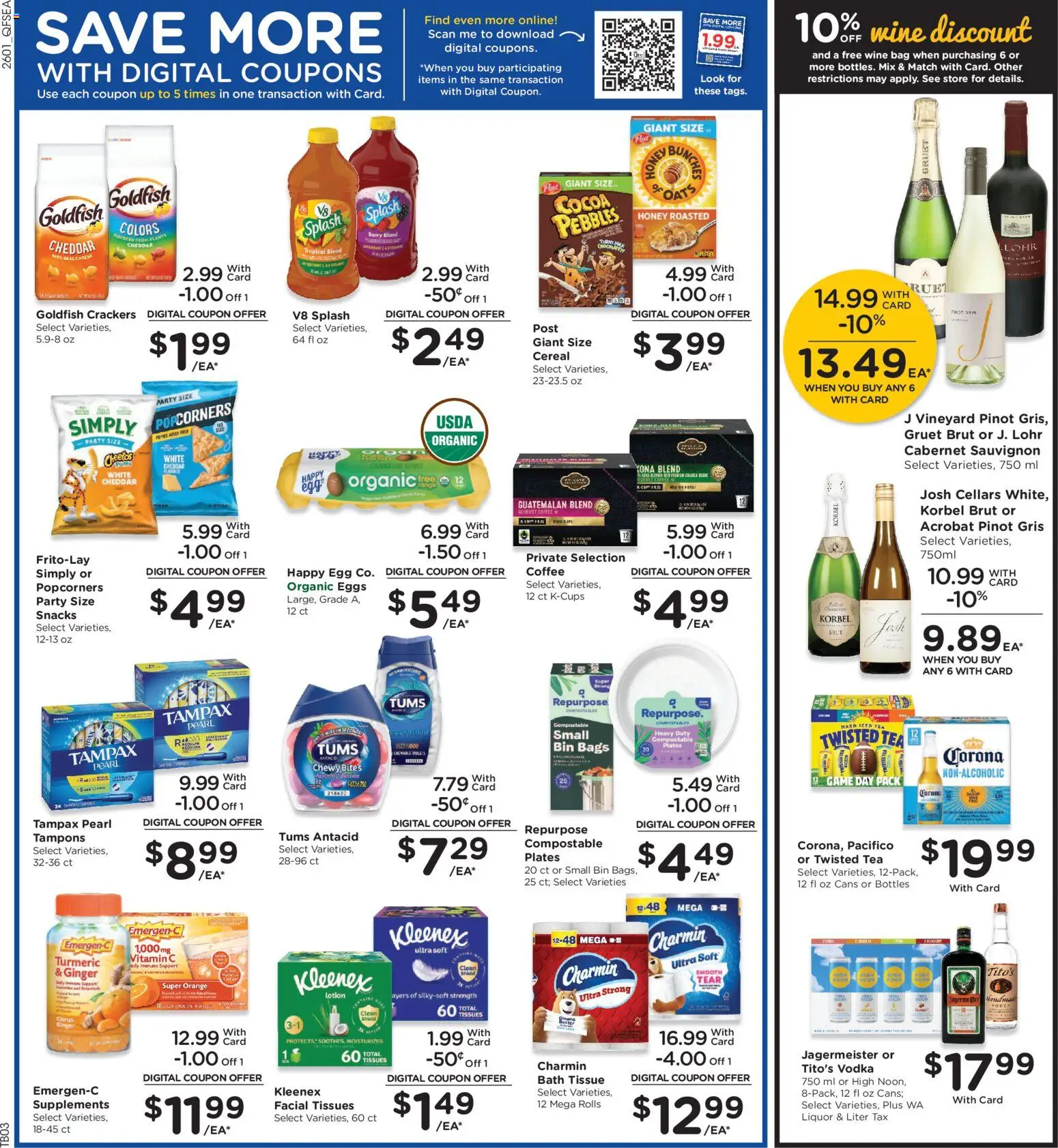 QFC Weekly Ad - valid from 04.02.2026 | Page: 7 | Products: Turmeric, Wine, Tampons, Game