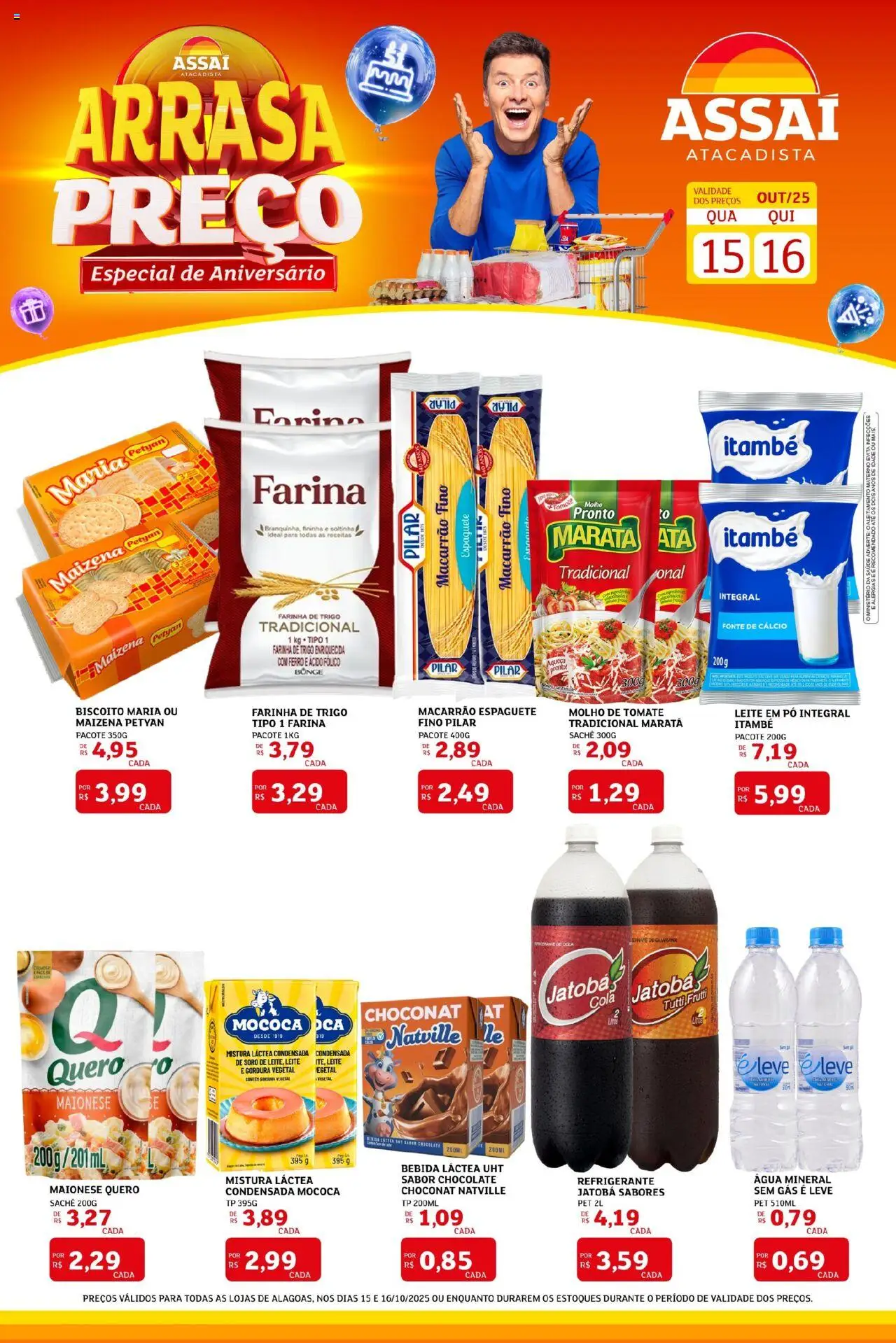 Assaí Atacadista Folheto - válido de 15.10.2025 | Página: 1 | Produtos: Cola, Leite, Cálcio, Água mineral