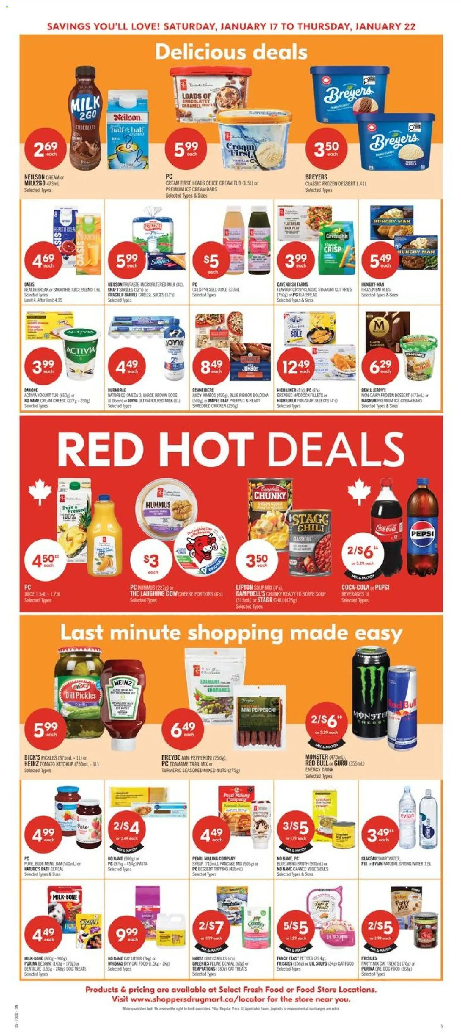 Shoppers flyer valid from 16.01.2026 | Page: 6 | Products: Ketchup, Cream, Cheese, Chicken