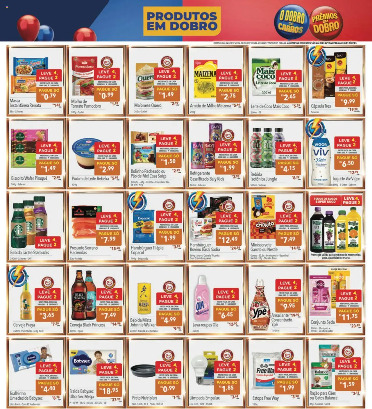 Supermercados Condor Folheto - válido de 25.09.2025 | Página: 6 | Produtos: Amido de milho, Leite, Pão, Hambúrguer
