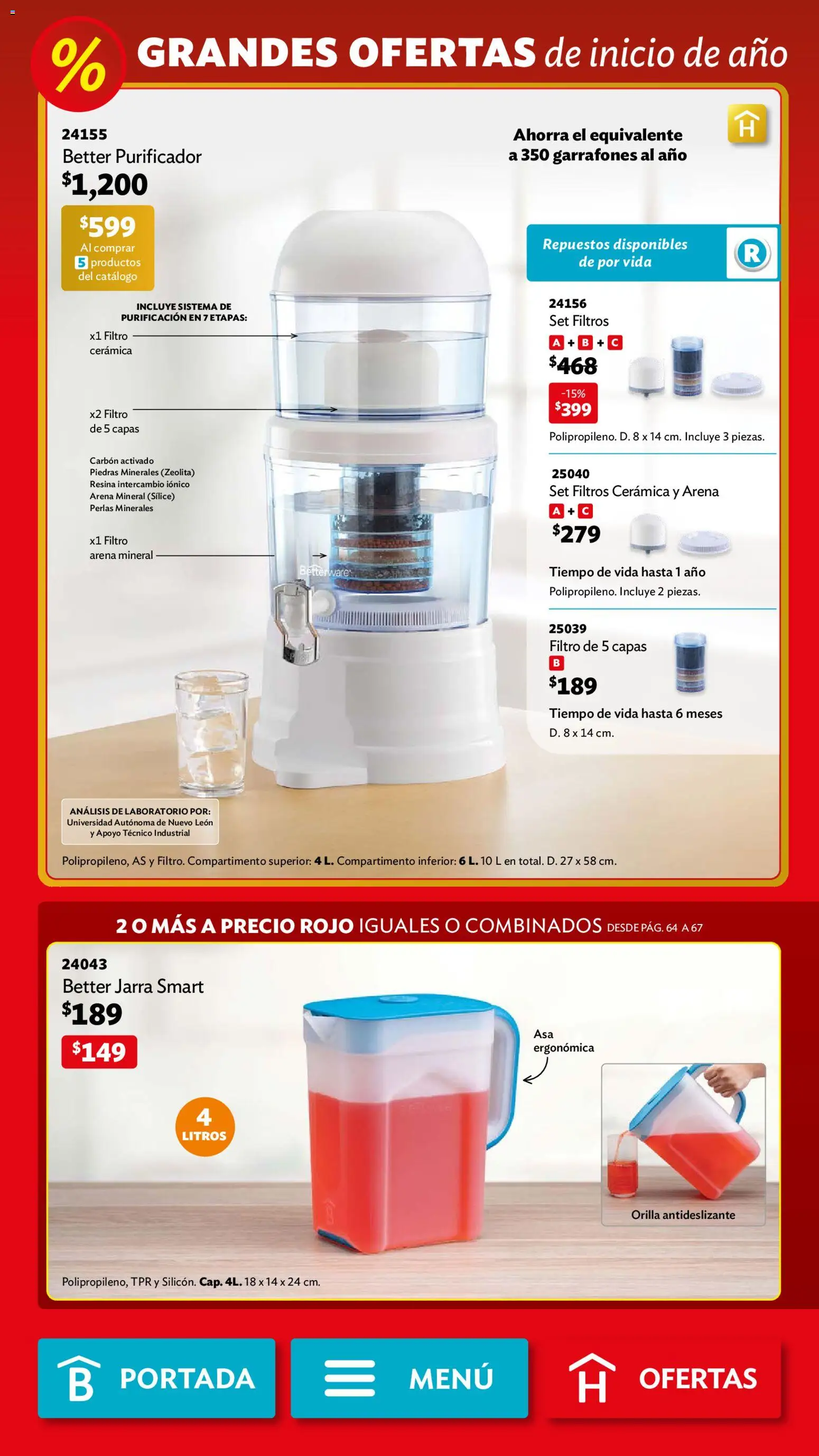 Nuevas ofertas de Betterware válidas en toda la República Mexicana desde el 05.01.2026. ¡Encuentra las mejores ofertas en Betterware campaña 1 2026! | Página: 68 | Productos: Purificador, Jarra