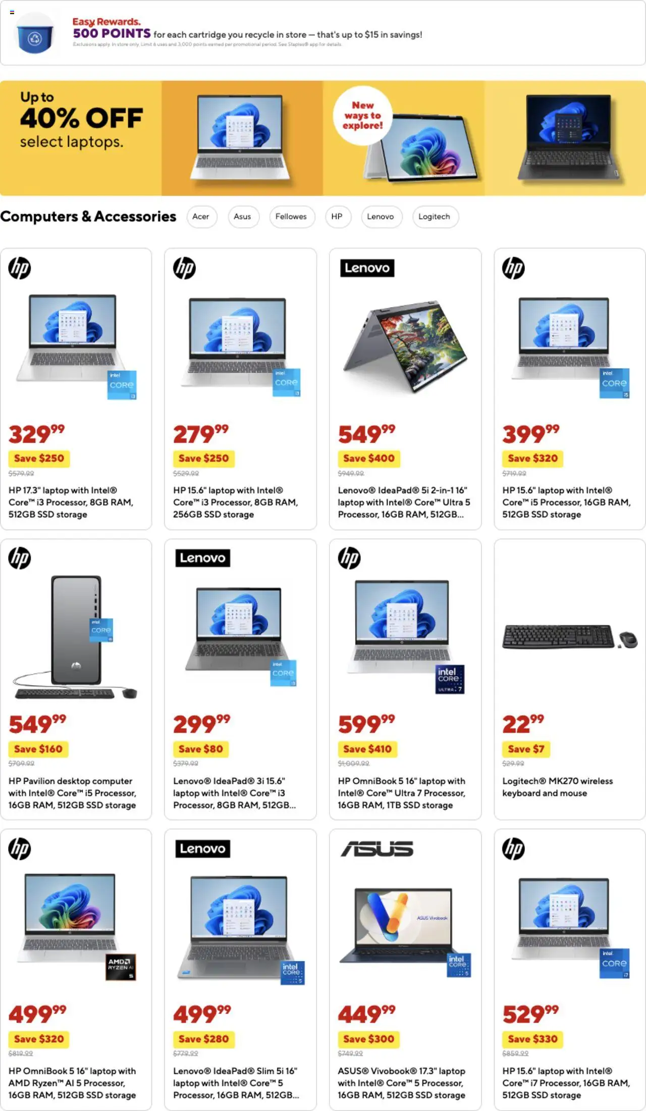 Staples Weekly Ad - valid from 03.08.2025 | Page: 8 | Products: Laptop, Desktop, Mouse, SSD