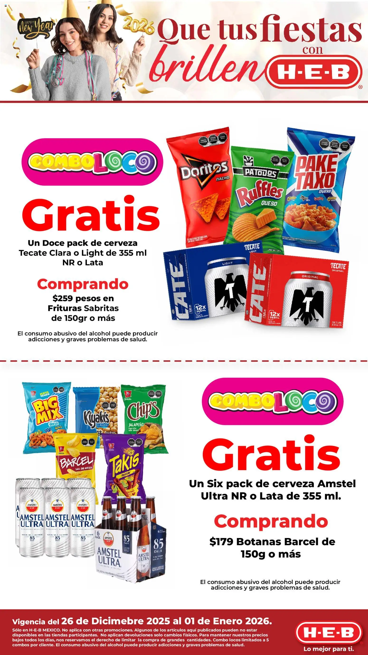 Nuevas ofertas de H-E-B válidas en toda la República Mexicana desde el 26.12.2025. ¡Encuentra las mejores ofertas en H-E-B folleto! | Página: 1 | Productos: Sal, Queso, Cerveza, Mesa