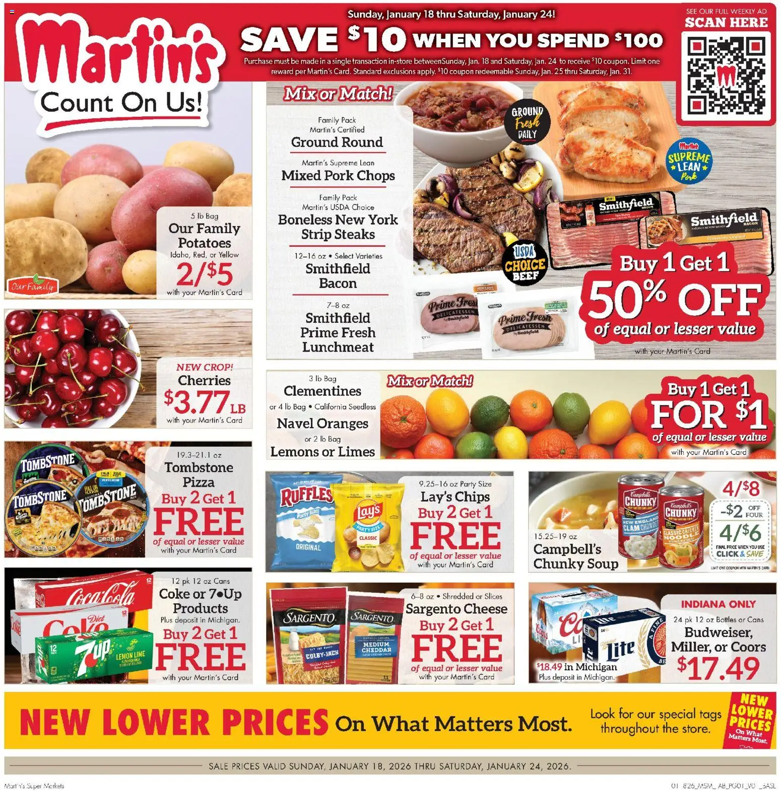 Martin’s Weekly Ad - valid from 18.01.2026 | Page: 1 | Products: Cherries, Beef, Chips, Potatoes