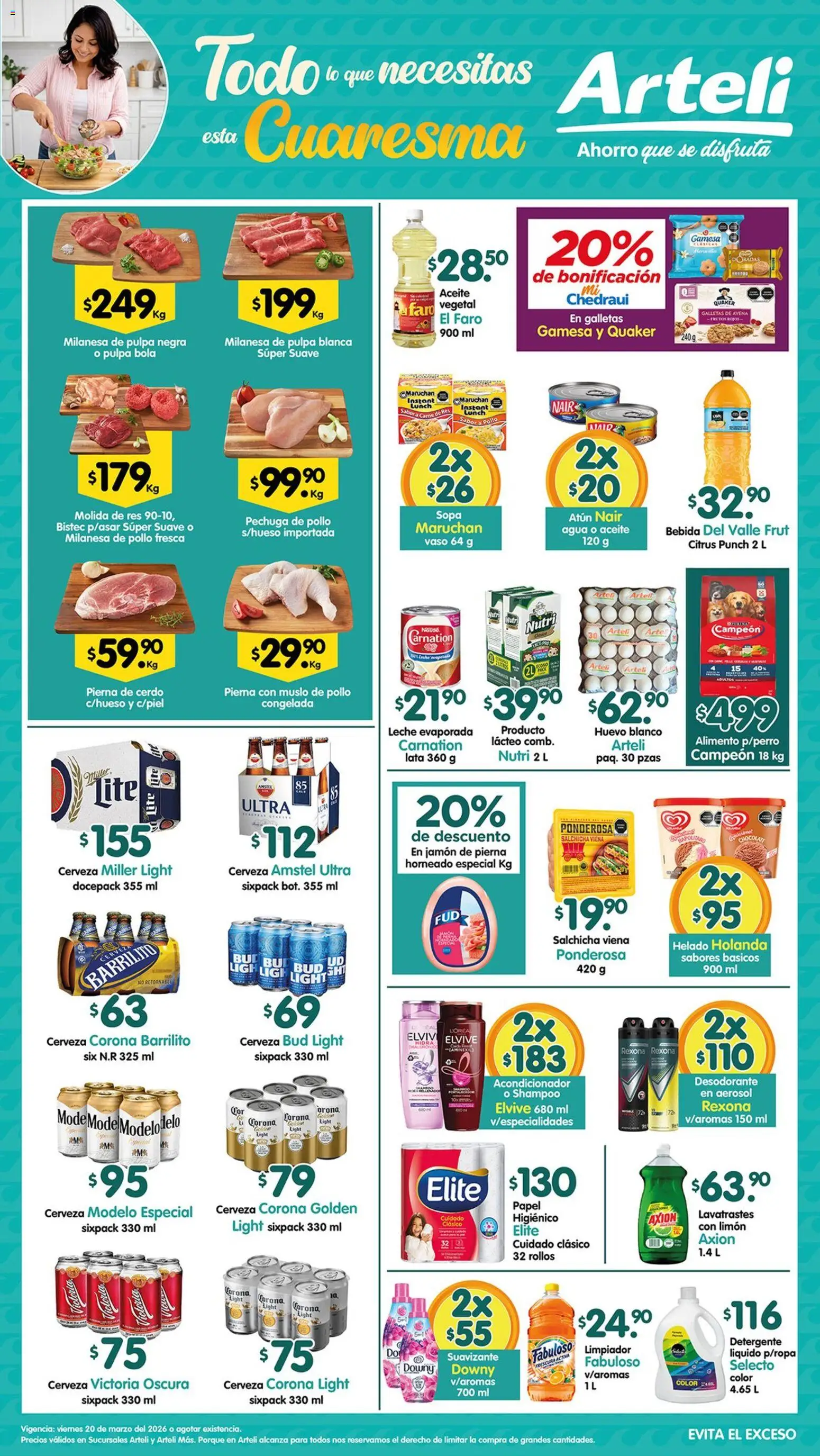 Nuevas ofertas de Arteli válidas en toda la República Mexicana desde el 20.03.2026. ¡Encuentra las mejores ofertas en Arteli folleto Tuxpan! | Página: 1 | Productos: Desodorante, Pollo, Leche, Limpiador