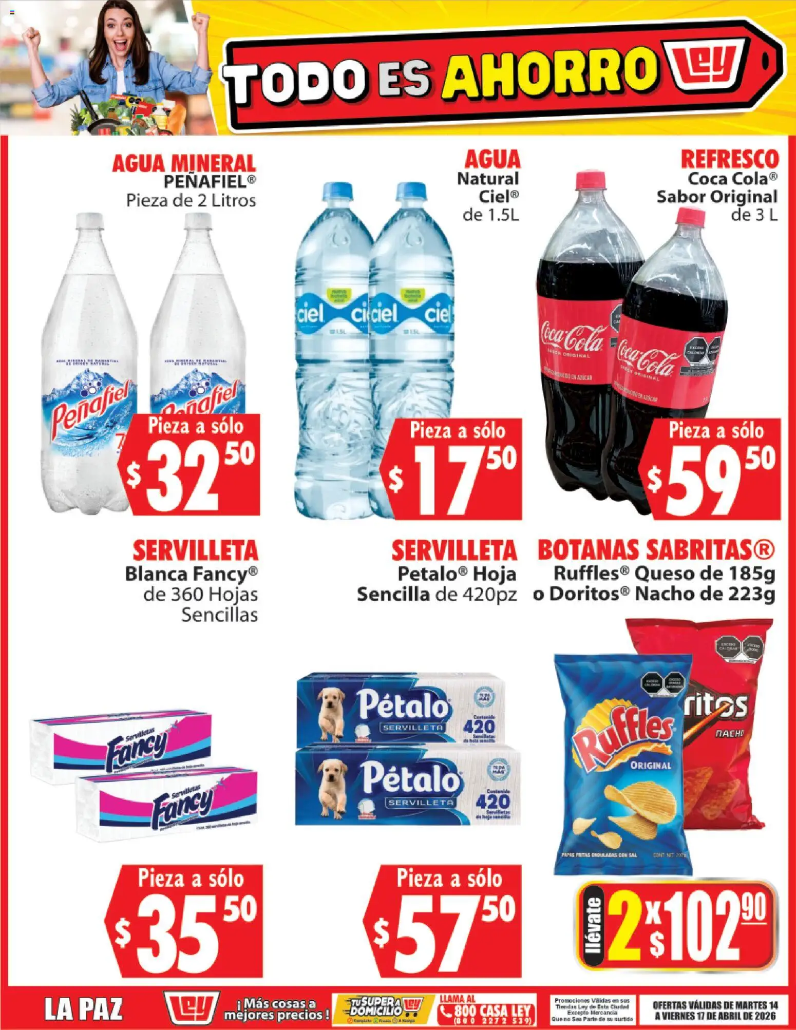 Nuevas ofertas de Casa Ley válidas en toda la República Mexicana desde el 14.04.2026. ¡Encuentra las mejores ofertas en Casa Ley folleto Todo es ahorro! | Página: 5 | Productos: Refresco, Agua, Queso