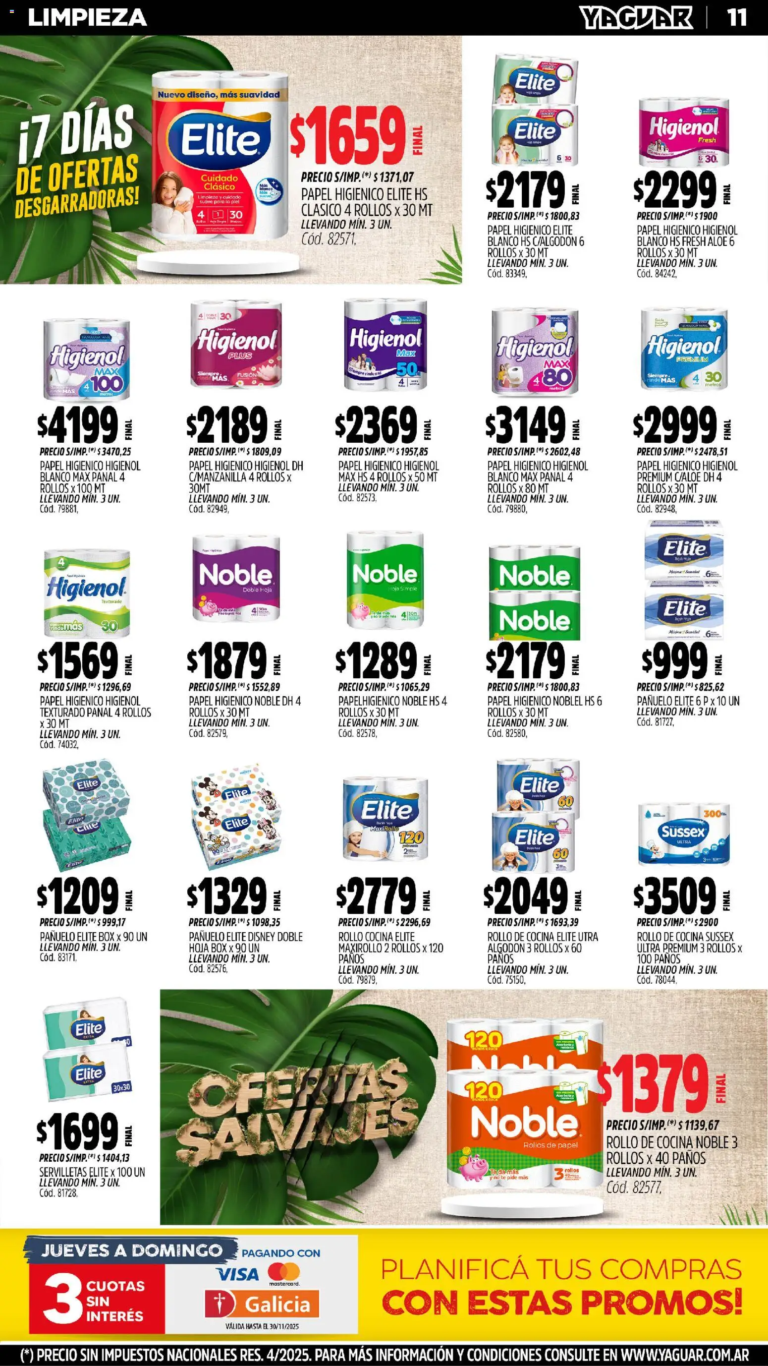 Yaguar - Bahía Blanca │ válido desde el 03.11.2025 | Página: 13 | Productos: Papel higiénico, Algodón, Pañuelo, Cocina