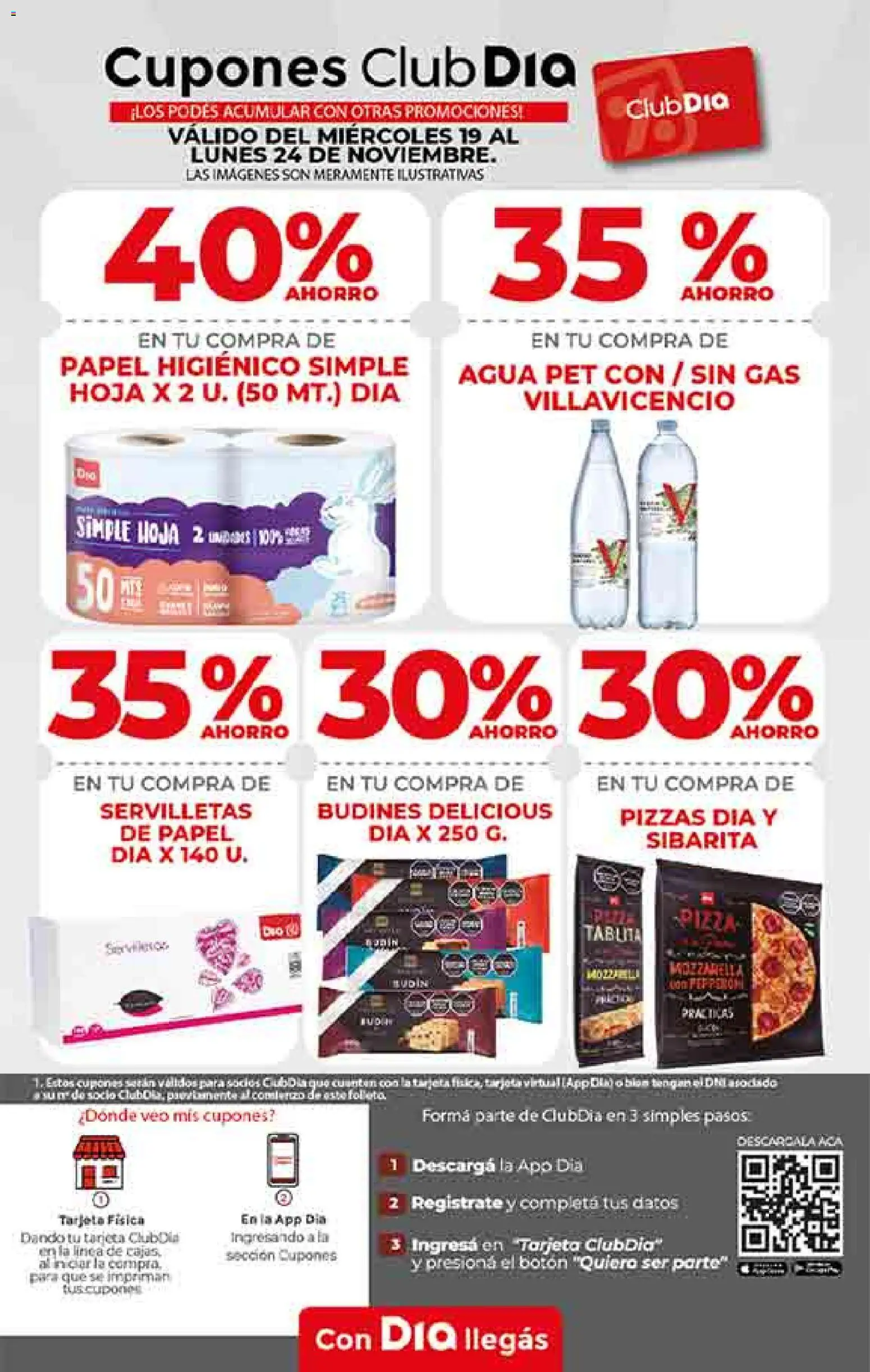 Supermercado DIA Ofertas │ válido desde el 19.11.2025 | Página: 8 | Productos: Papel higiénico, Servilletas, Budín, Agua
