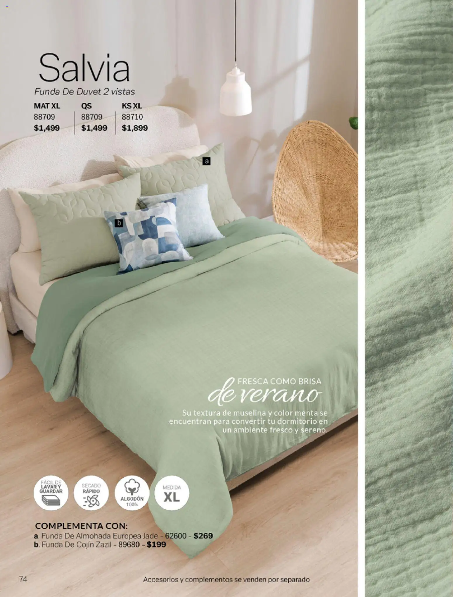 Nuevas ofertas de Vianney válidas en toda la República Mexicana desde el 06.03.2026. ¡Encuentra las mejores ofertas en Vianney catálogo Tu hogar, nuestra pasión! | Página: 76 | Productos: Funda, Algodón, Funda de almohada, Almohada