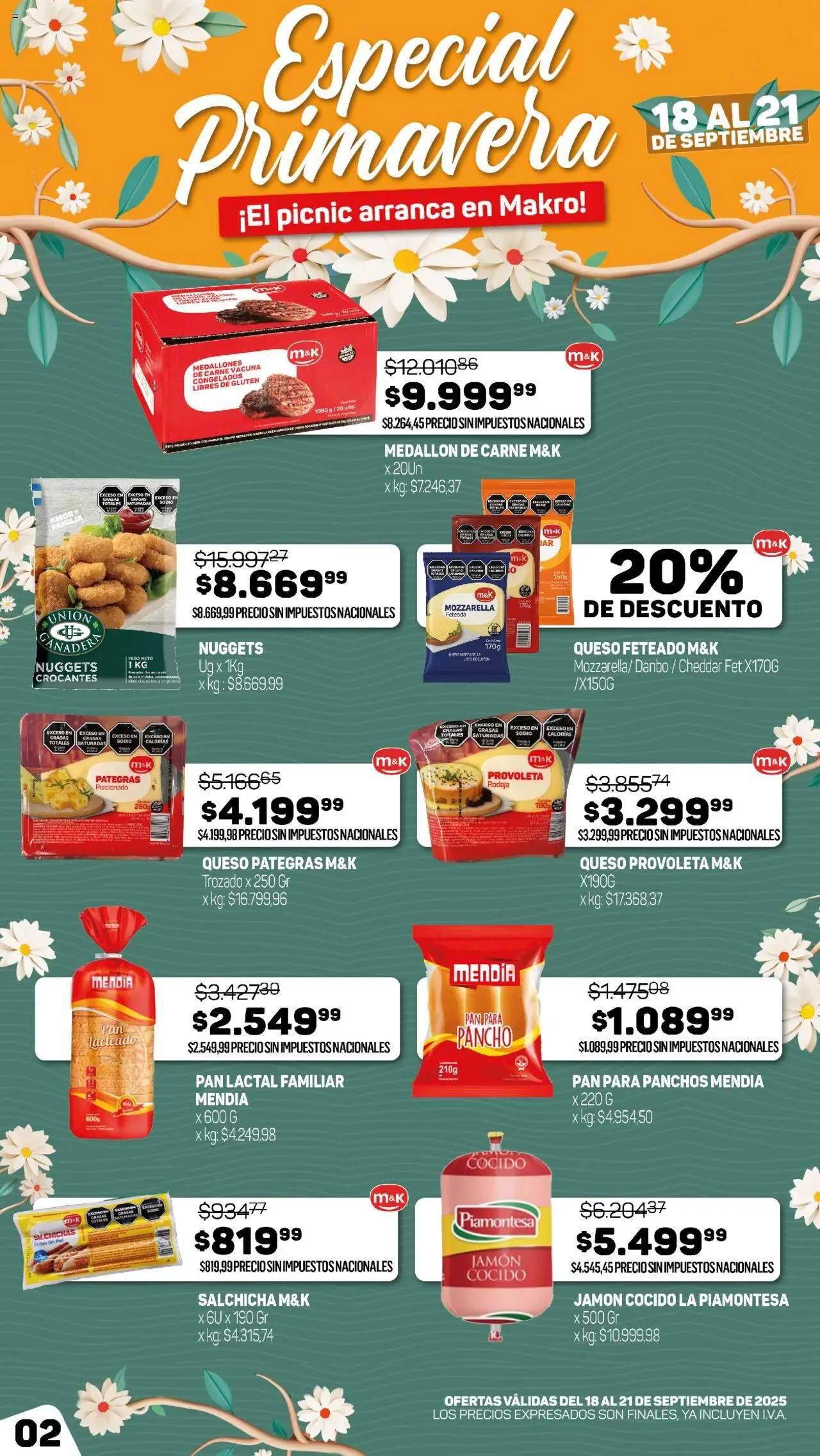 Makro ofertas │ válido desde el 18.09.2025 | Página: 2 | Productos: Peso, Salchicha, Pan, Jamón