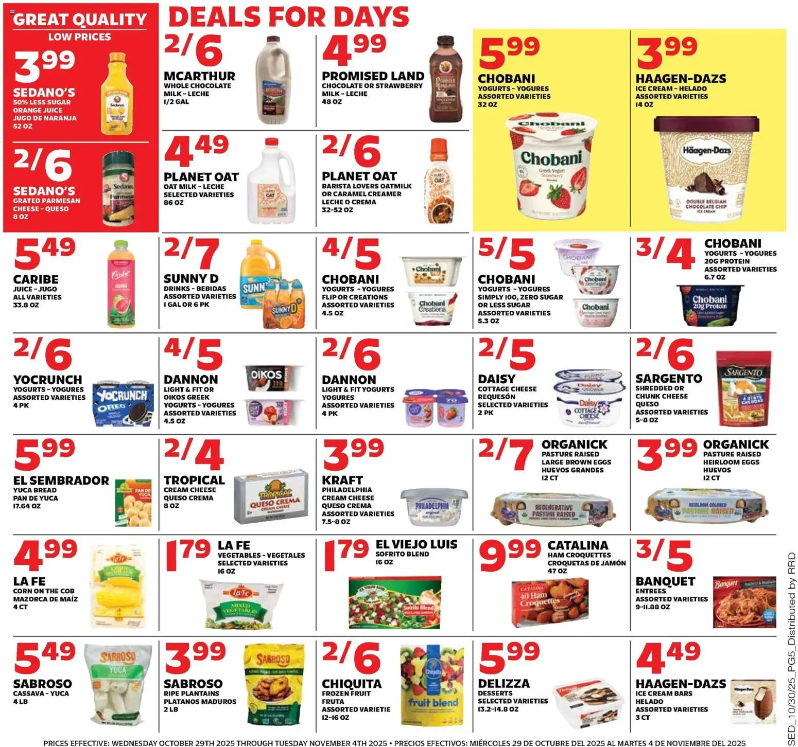Sedano's Weekly Ad - valid from 29.10.2025 | Page: 5 | Products: Eggs, Cottage cheese, Ice cream, Vegetables