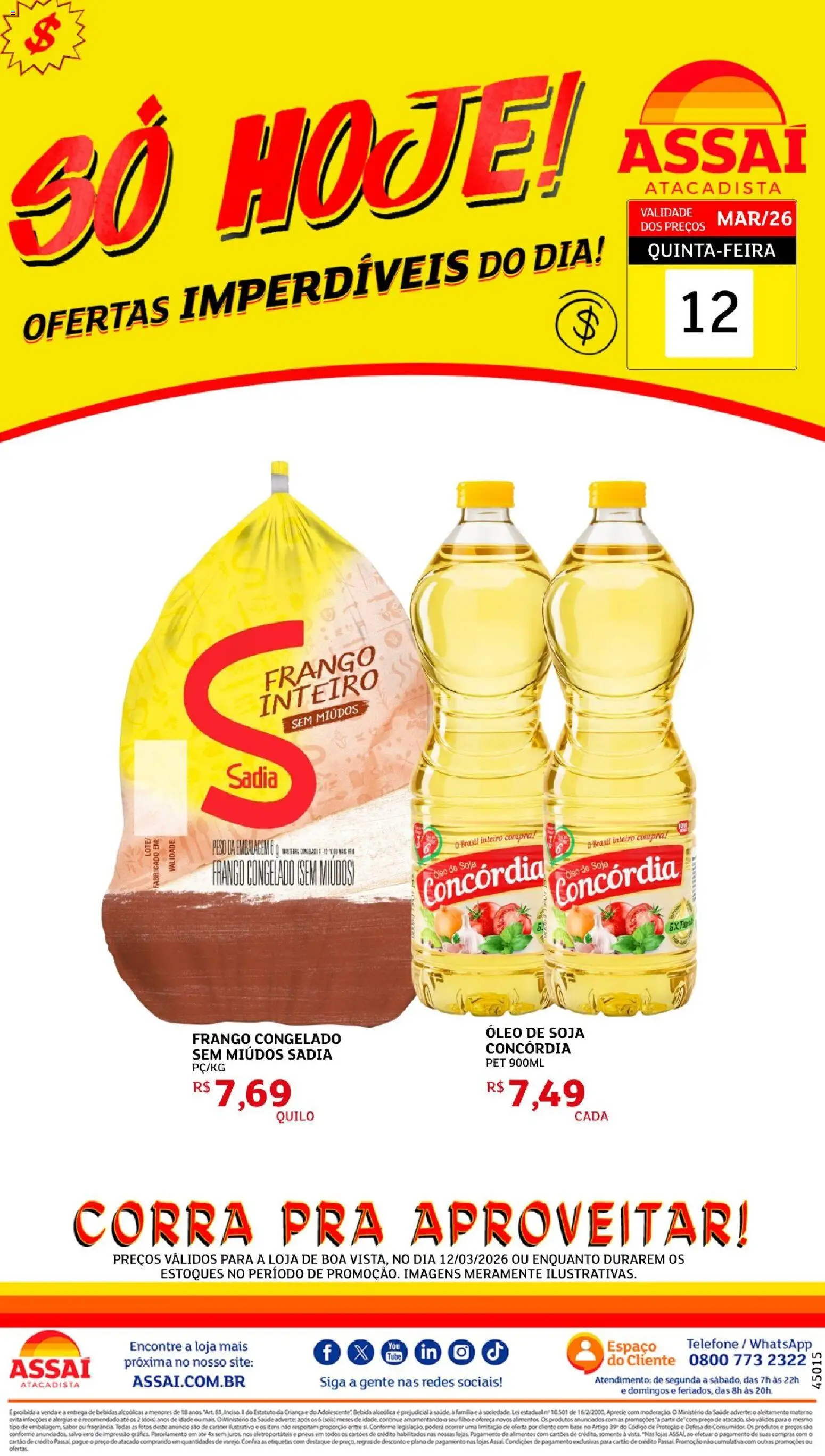 Assaí Atacadista Folheto - válido de 12.03.2026 | Página: 1 | Produtos: Base, Telefone, Frango, Soja