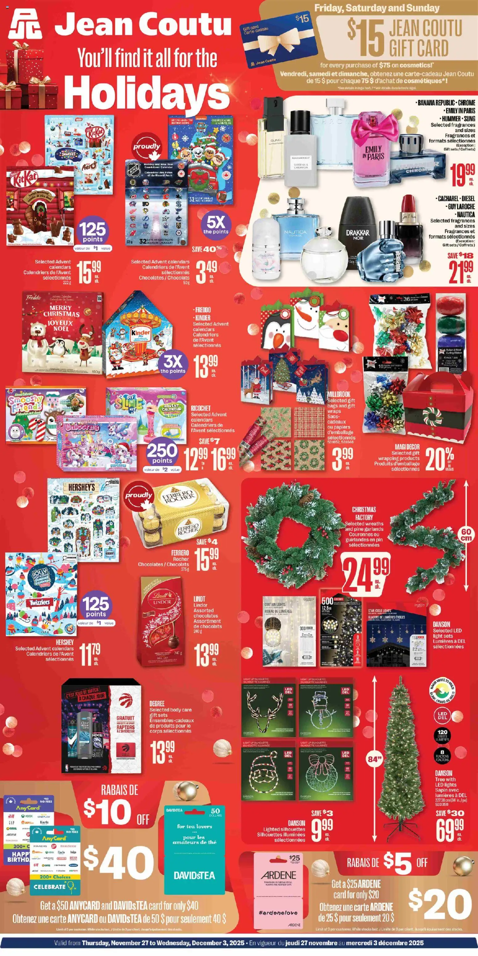 Jean Coutu flyer valid from 27.11.2025 | Page: 1 | Products: Tea, Xbox, Chocolate