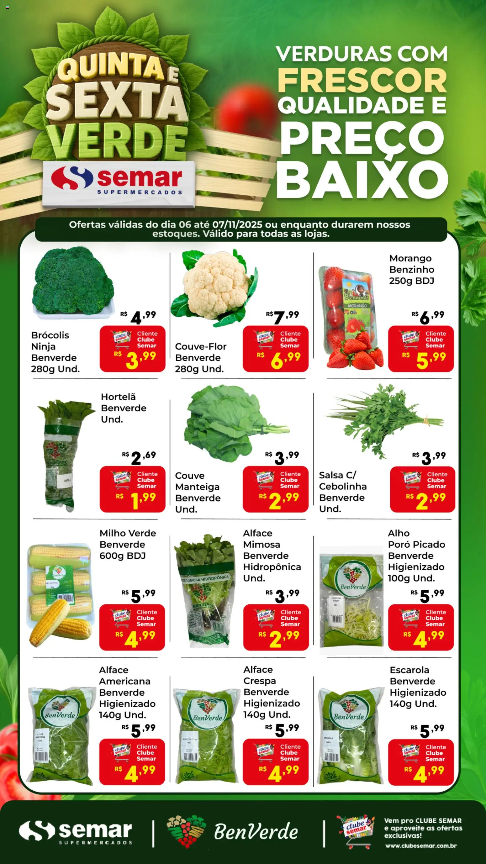 Semar Supermercado Folheto - válido de 06.11.2025 | Página: 1 | Produtos: Alho, Hortelã, Manteiga, Alface