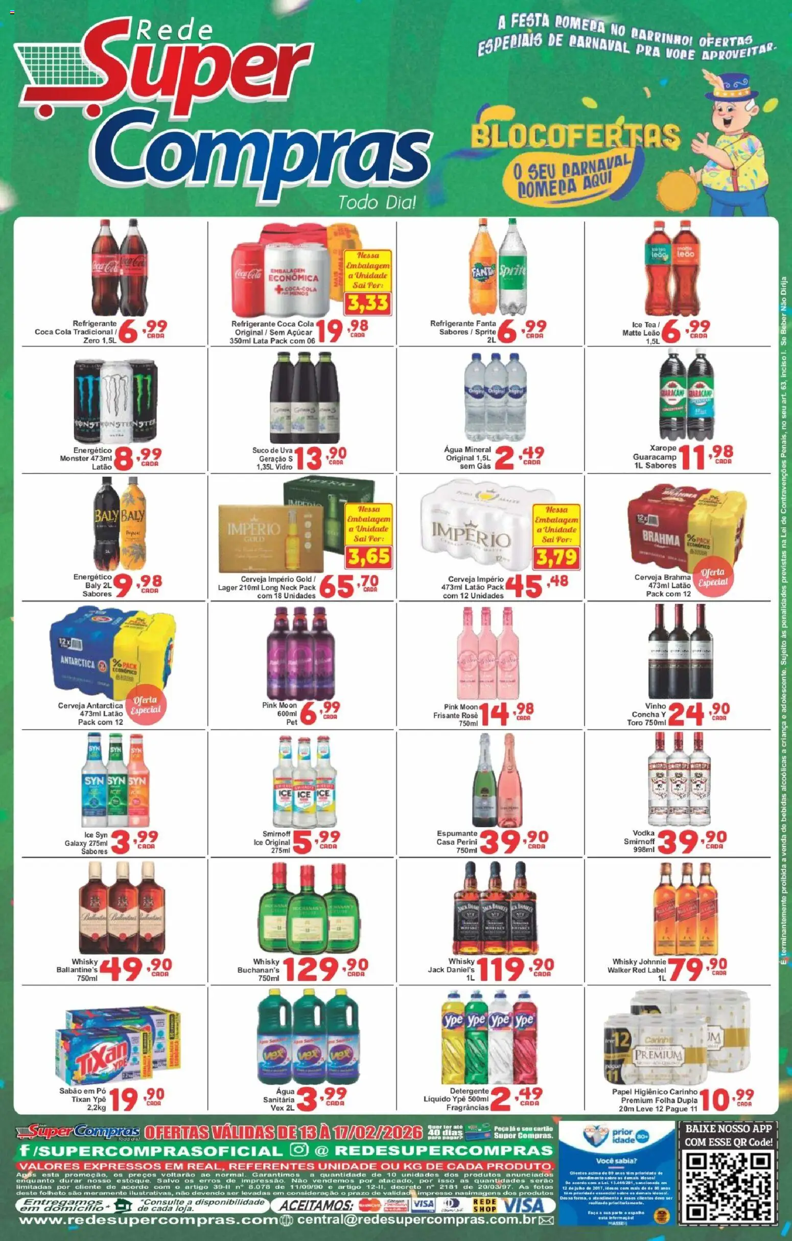 Rede Super Compras Folheto - válido de 13.02.2026 | Página: 2 | Produtos: Pó, Cola, Suco, Refrigerante