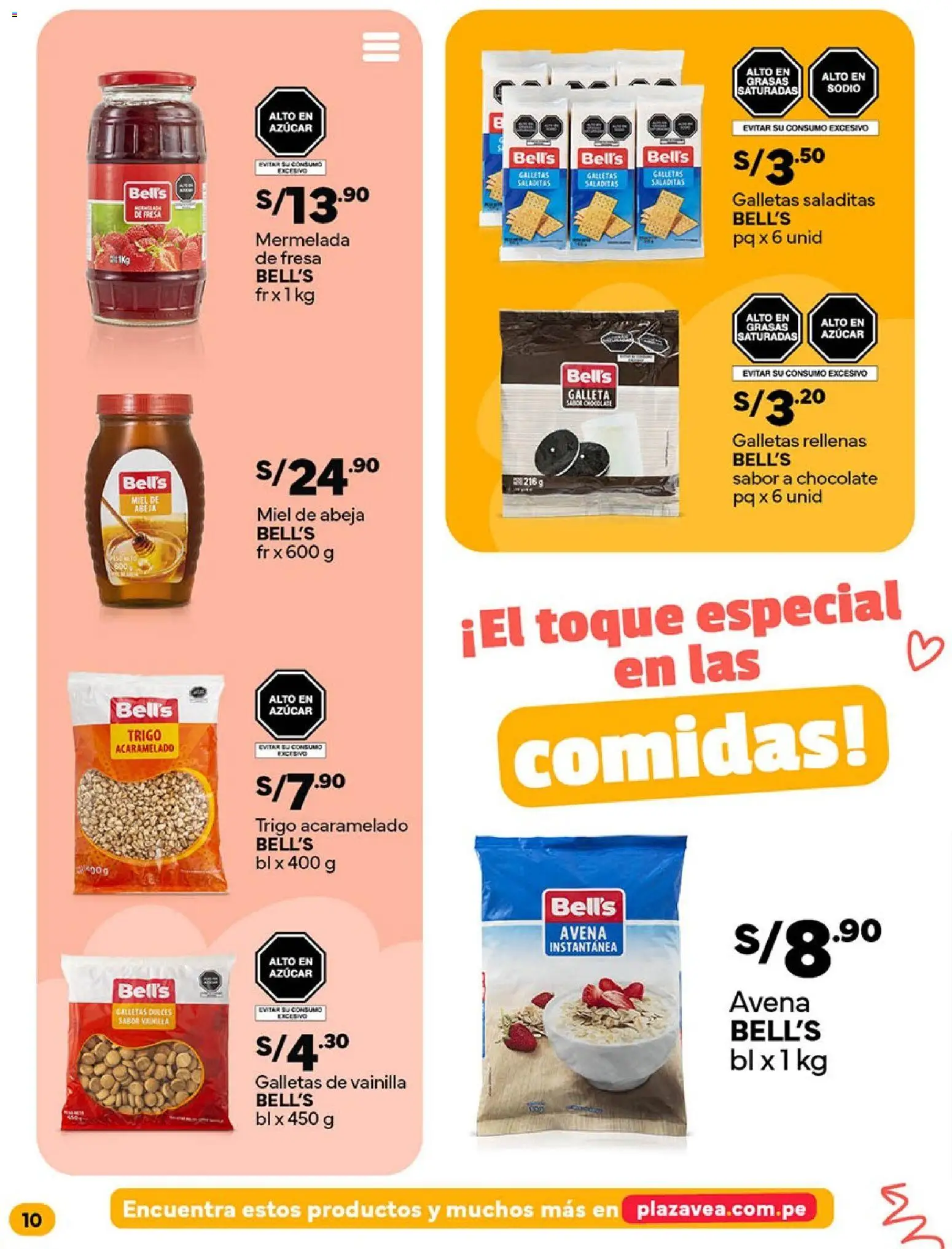 Catálogo Plaza Vea válido desde 16.02.2026 | Página: 10 | Productos: Chocolate, Galletas, Avena, Mermelada