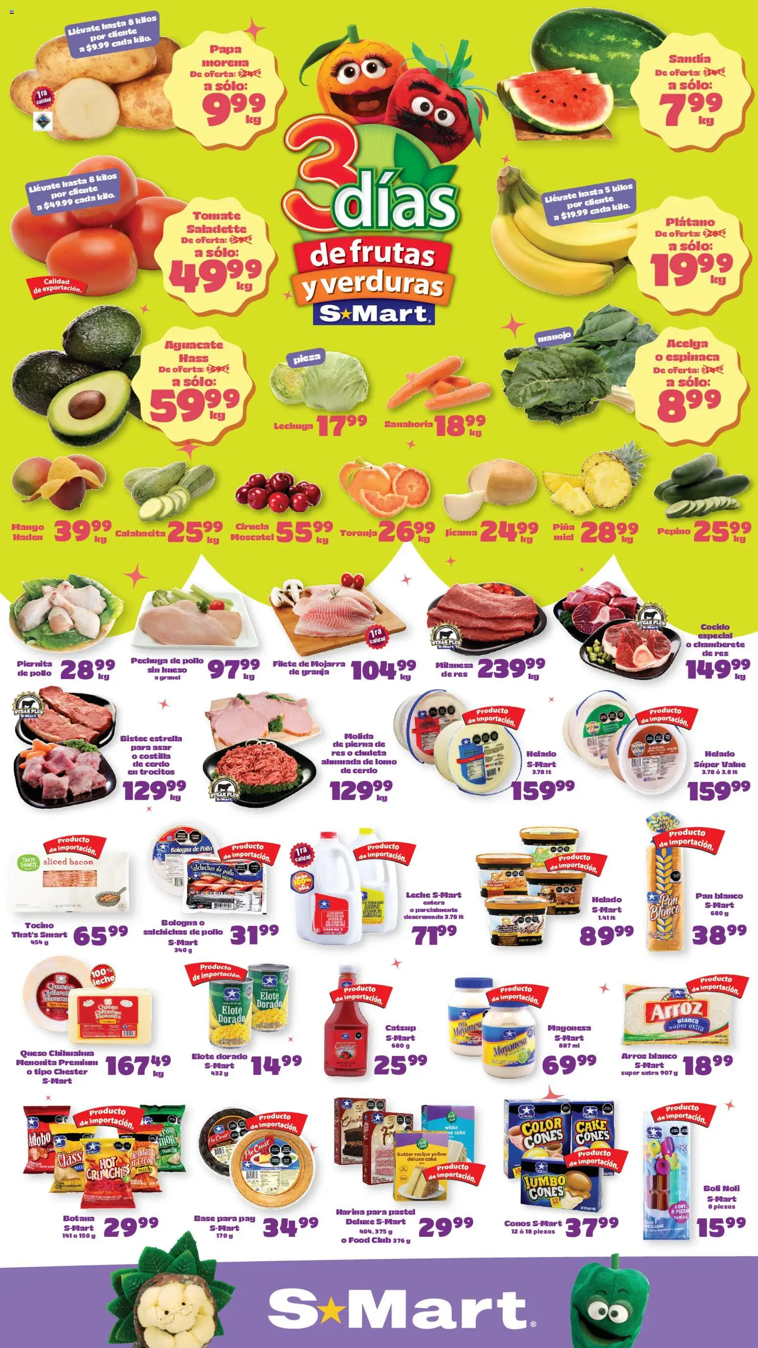 Nuevas ofertas de S-Mart válidas en toda la República Mexicana desde el 28.04.2026. ¡Encuentra las mejores ofertas en S-Mart folleto Nuevo Laredo! | Página: 1 | Productos: Pollo, Plátano, Sandía, Queso