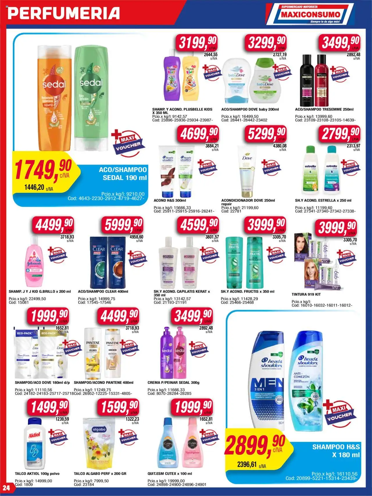 Maxiconsumo ofertas │ válido desde el 04.08.2025 | Página: 24 | Productos: Shampoo, Acondicionador, Cava, Crema