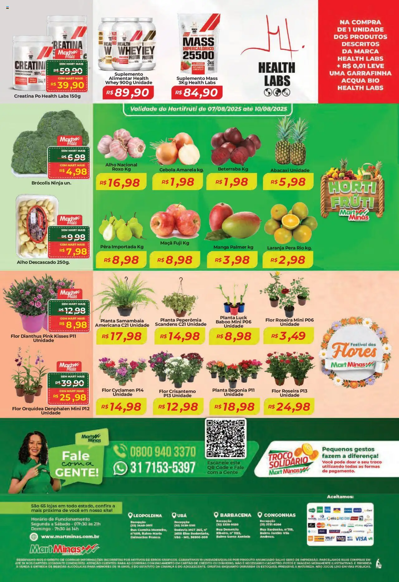 Mart Minas Folheto - válido de 07.08.2025 | Página: 8 | Produtos: Creatina, Beterraba, Cebola, Pó