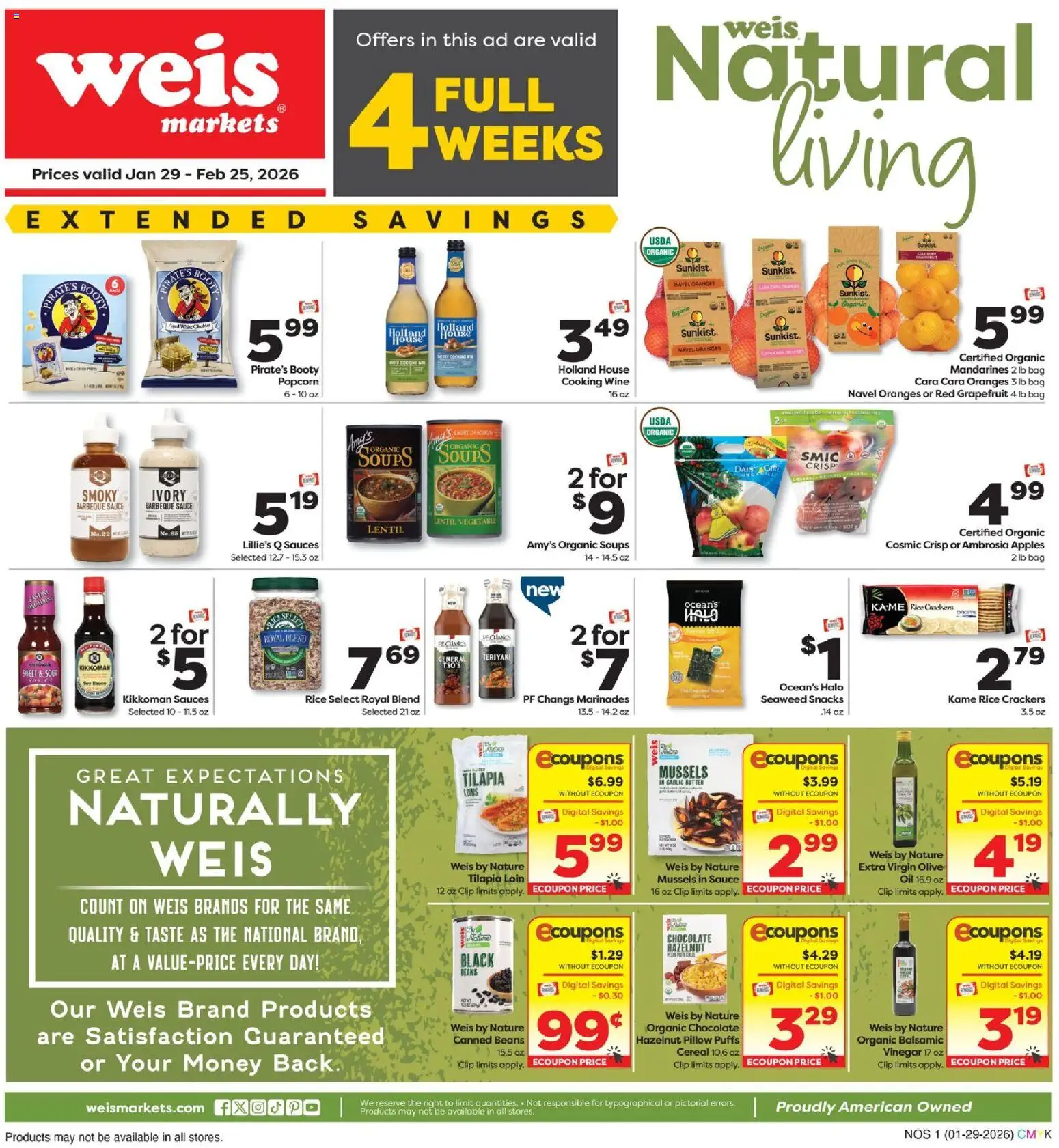 Weis Natural Living - valid from 29.01.2026 | Page: 1 | Products: Vinegar, Wine, Apples, Bag