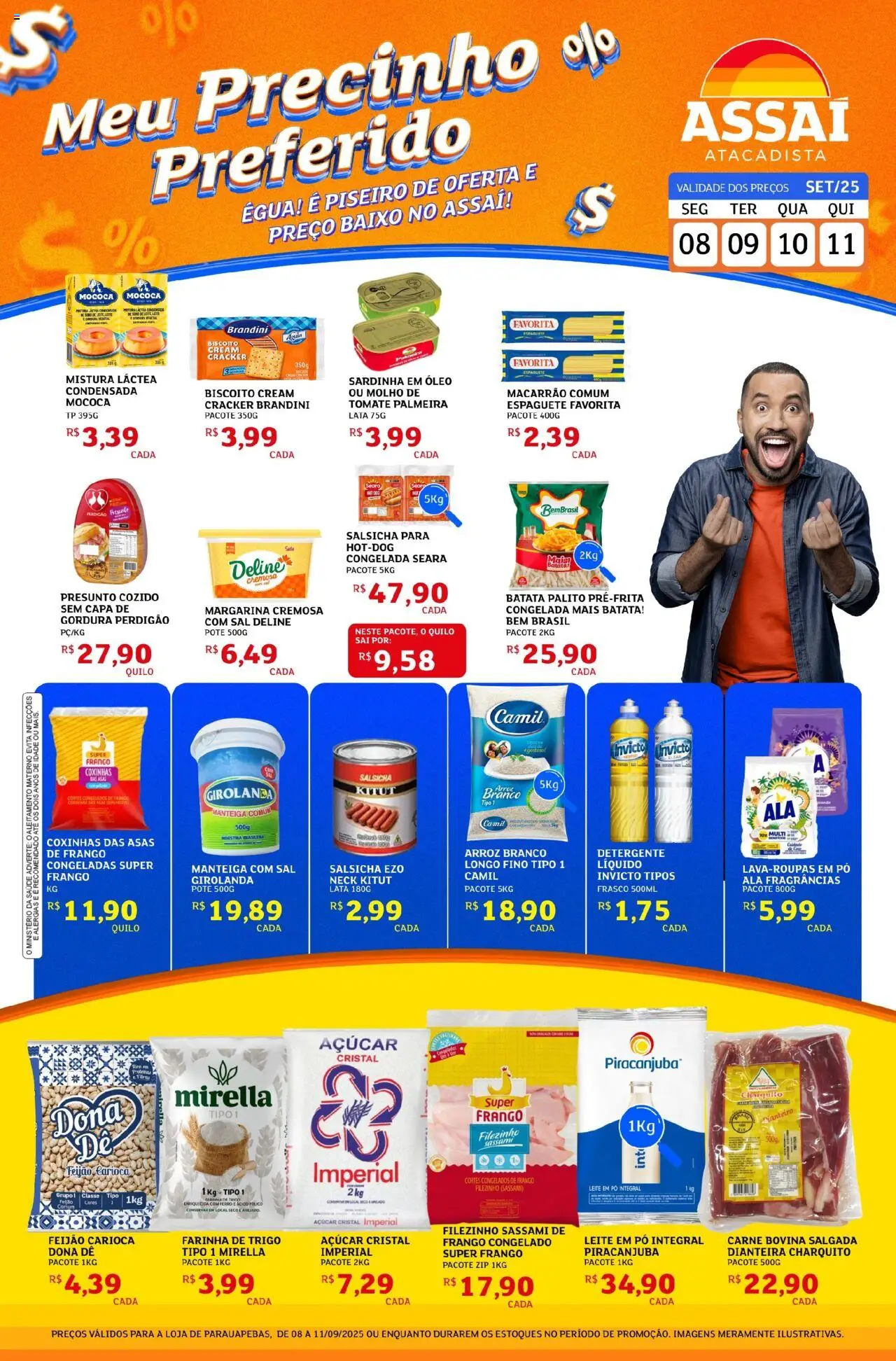 Assaí Atacadista Folheto - válido de 08.09.2025 | Página: 1 | Produtos: Pó, Presunto, Arroz, Baixo