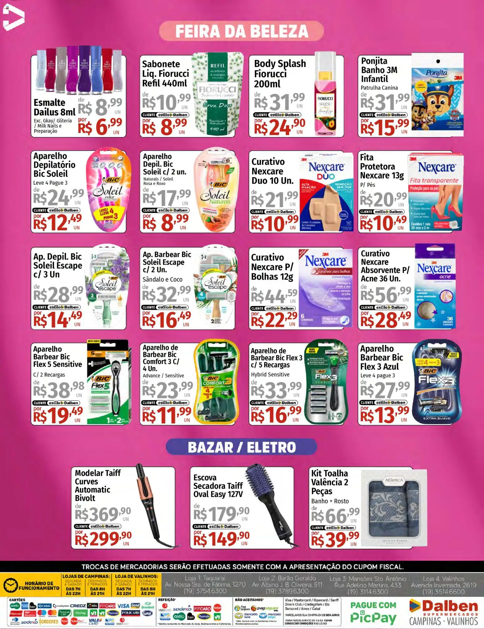 Supermercado Dalben Folheto - válido de 20.03.2026 | Página: 5 | Produtos: Escova, Sabonete, Aparelho de barbear, Body