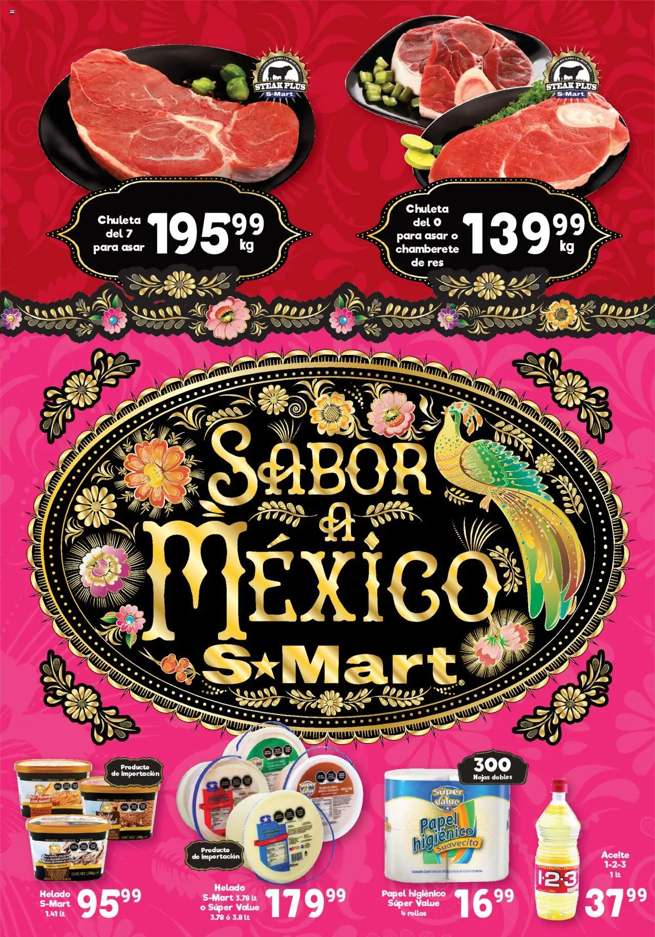 Nuevas ofertas de S-Mart válidas en toda la República Mexicana desde el 22.08.2025. ¡Encuentra las mejores ofertas en S-Mart - Folleto! | Página: 2 | Productos: Aceite, Res, Helado, Papel higiénico
