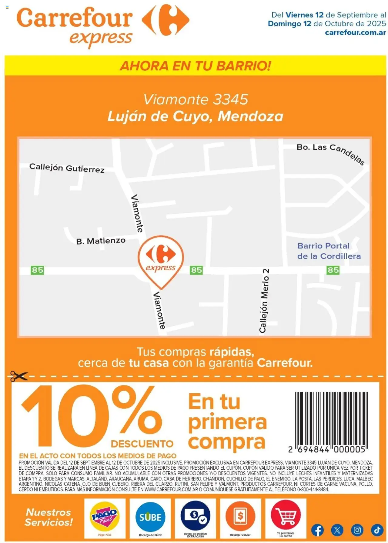 Carrefour - Viamonte 3345, Luján de Cuyo, Mendoza │ válido desde el 12.09.2025 | Página: 1 | Productos: Teléfono, Cuchillo, Cerdo, Té