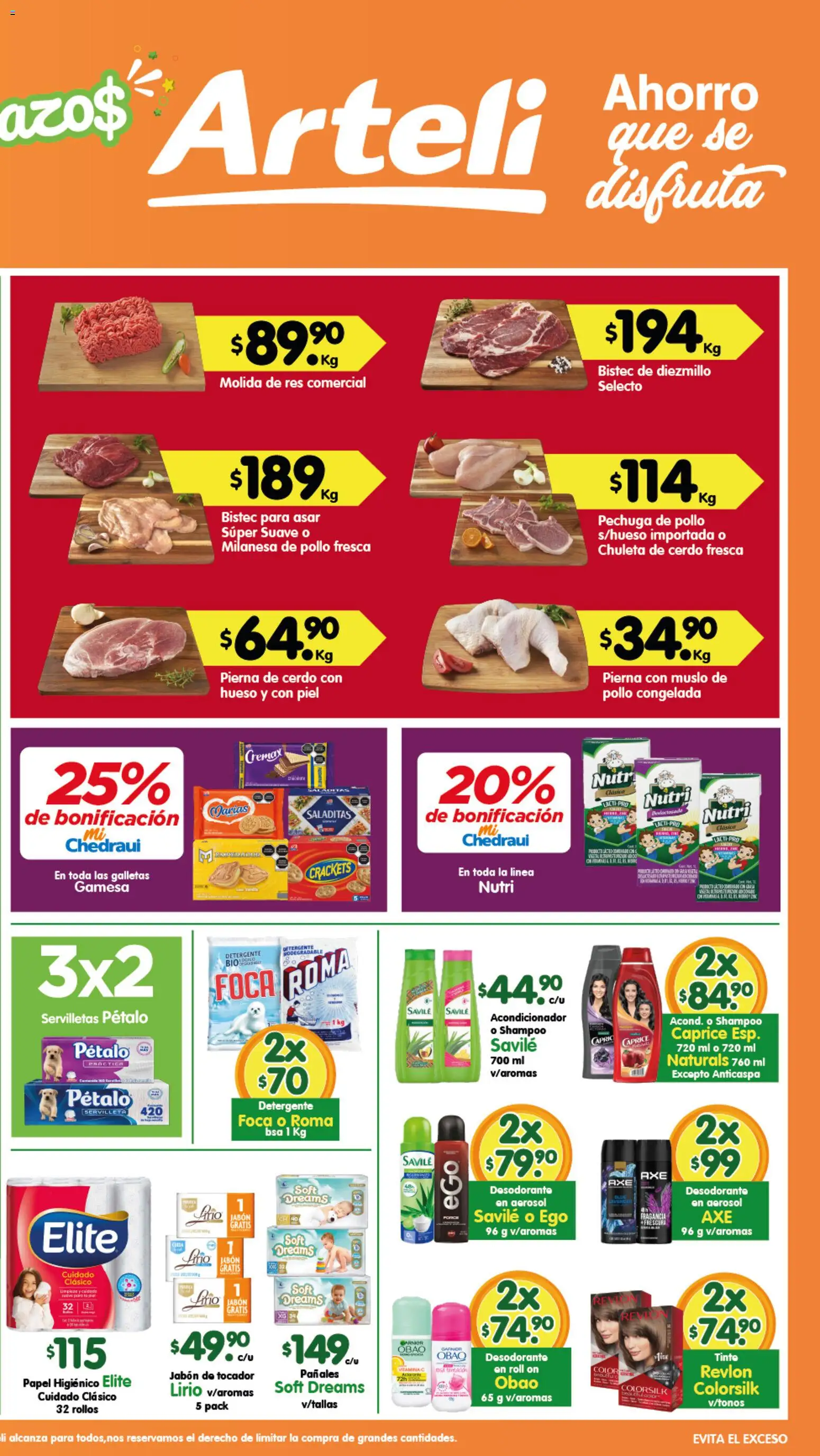 Nuevas ofertas de Arteli válidas en toda la República Mexicana desde el 31.10.2025. ¡Encuentra las mejores ofertas en Arteli folleto Express! | Página: 2 | Productos: Milanesa, Pañales, Fragancia, Servilletas