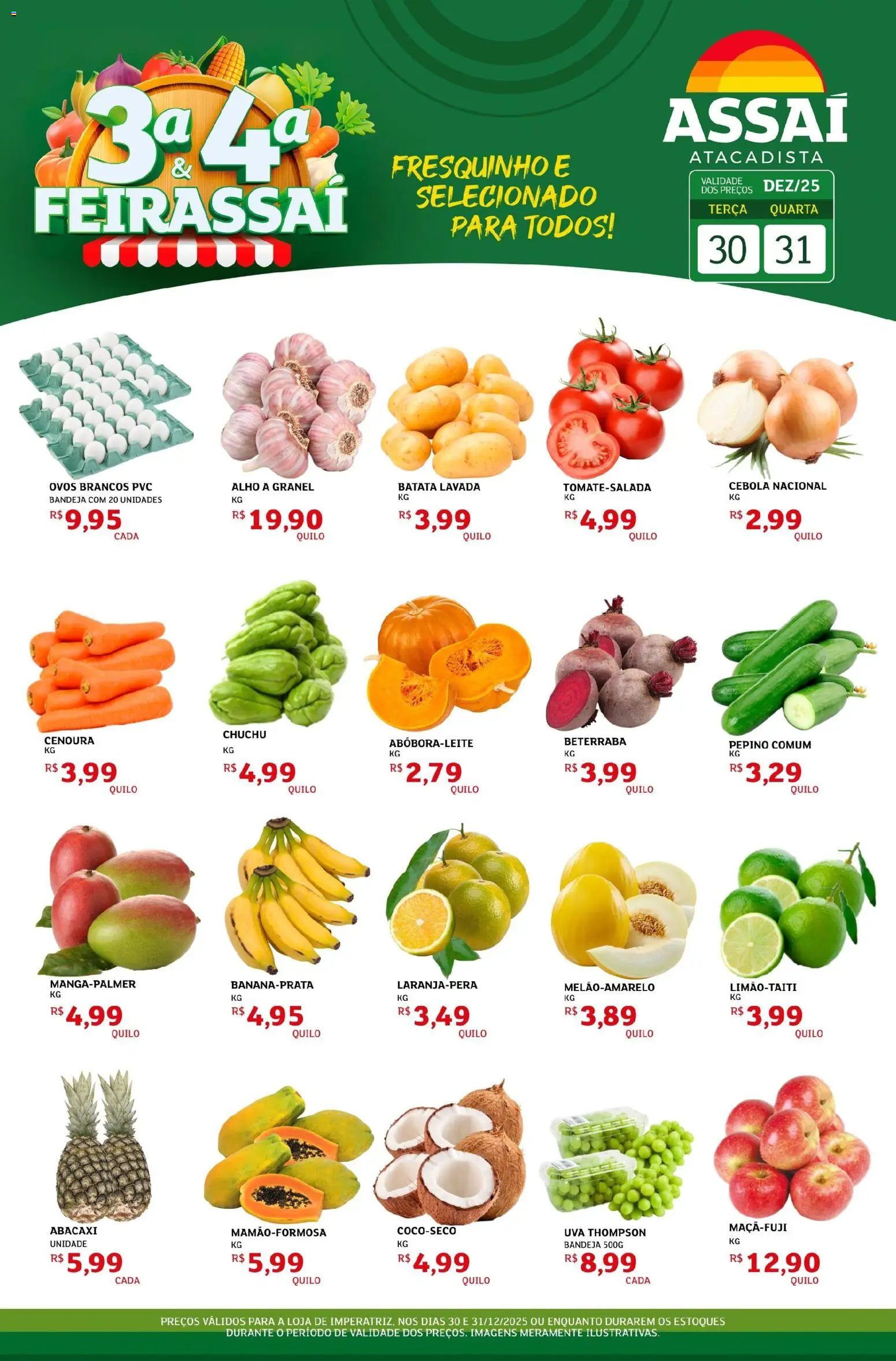 Assaí Atacadista Folheto - válido de 30.12.2025 | Página: 1 | Produtos: Chuchu, Ovos, Abacaxi, Batata