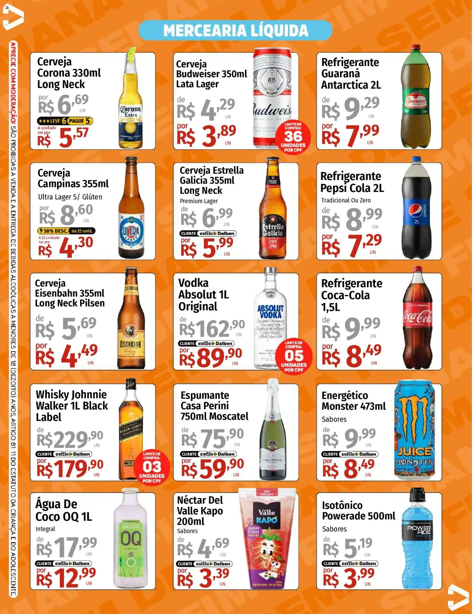 Supermercado Dalben Folheto - válido de 16.01.2026 | Página: 3 | Produtos: Coco, Cola, Eisenbahn, Cerveja