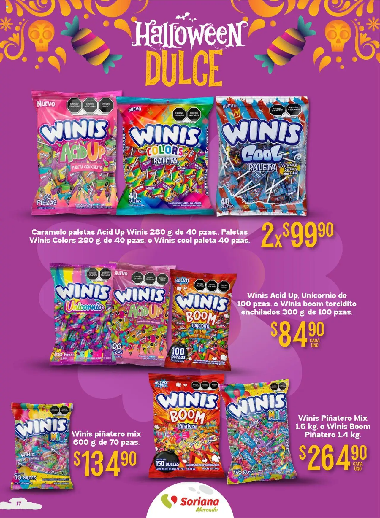 Nuevas ofertas de Soriana válidas en toda la República Mexicana desde el 25.09.2025. ¡Encuentra las mejores ofertas en Soriana - Halloween y Día de Muertos Mercado Nacional! | Página: 17 | Productos: Paleta, Manzana, Huevo, Dulces