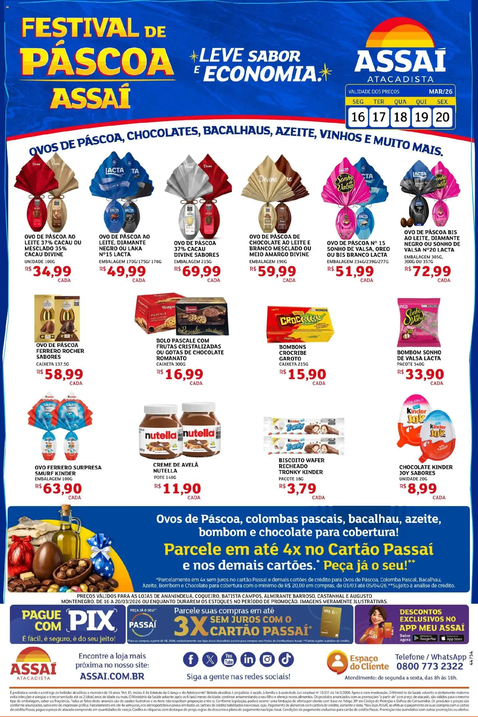 Assaí Atacadista Folheto - válido de 16.03.2026 | Página: 1 | Produtos: Leite, Ovos, Bebida, Creme de avelã
