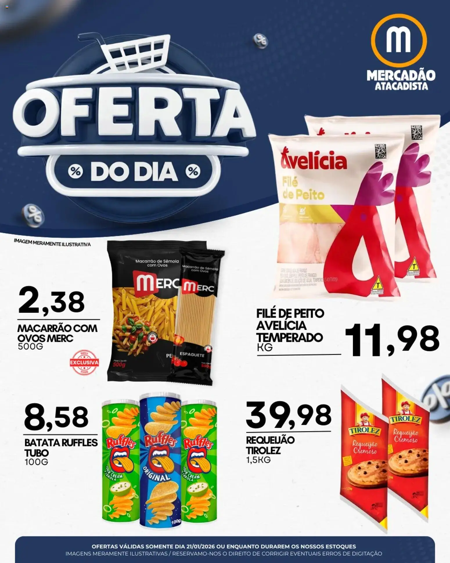 Mercadão Atacadista Folheto - válido de 21.01.2026 | Página: 1 | Produtos: Cebola, Ovos, Frango, Peito de frango