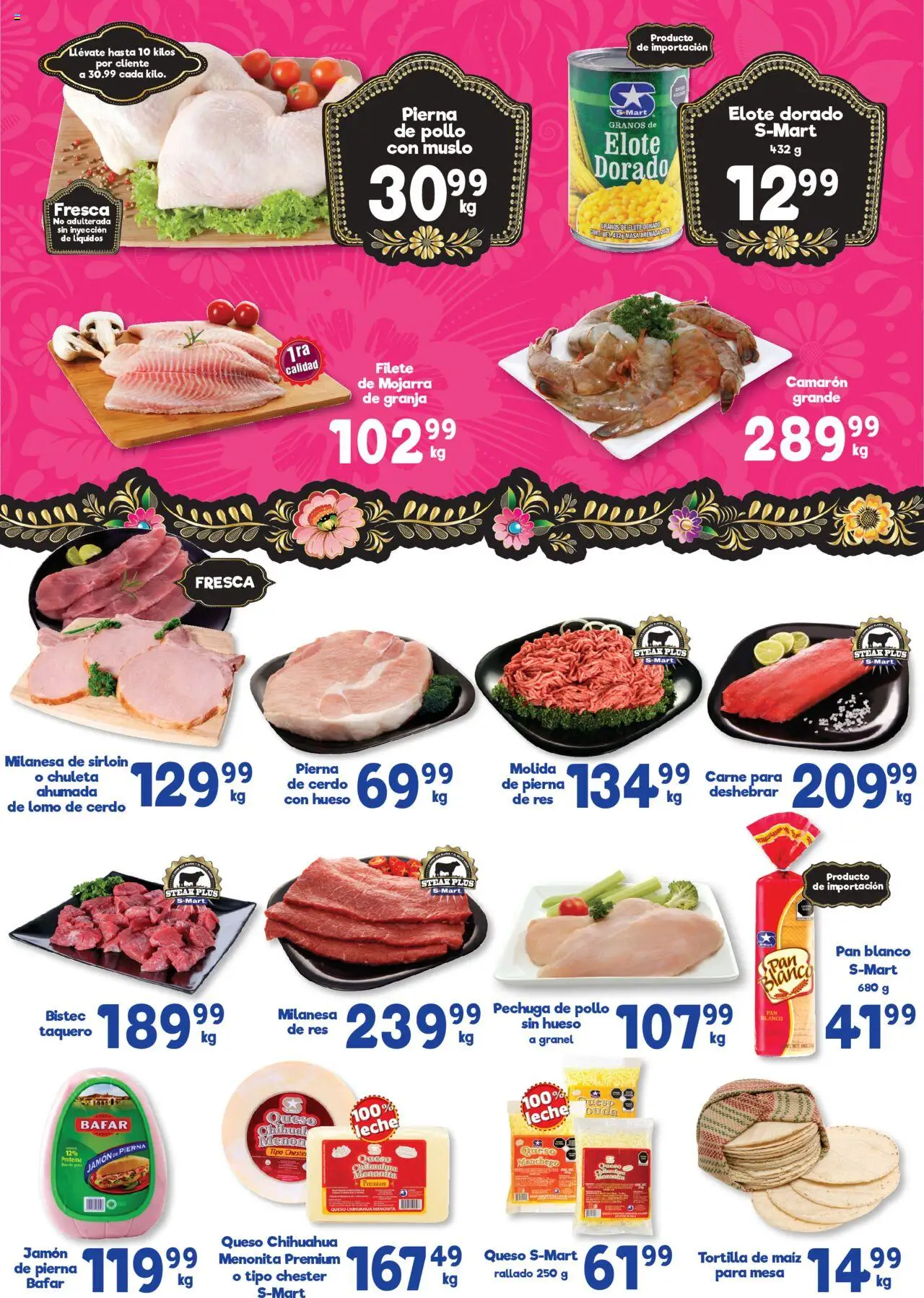 Nuevas ofertas de S-Mart válidas en toda la República Mexicana desde el 12.08.2025. ¡Encuentra las mejores ofertas en S-Mart - Folleto - Juarez! | Página: 4 | Productos: Maíz, Milanesa, Pan, Mesa
