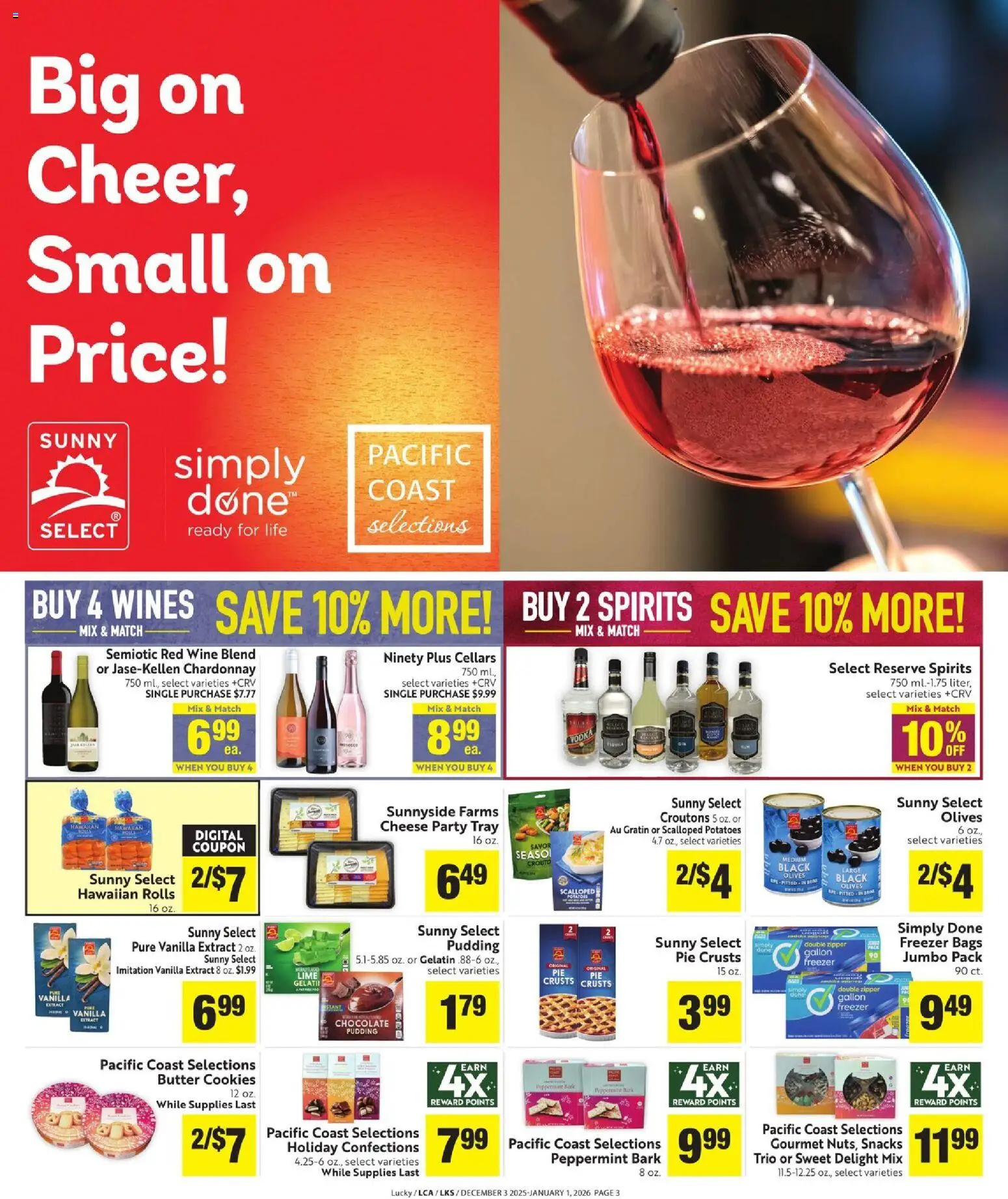 Lucky Supermarkets More Deals Across the Store - valid from 03.12.2025 | Page: 3 | Products: Peppermint, Butter, Wine, Potatoes