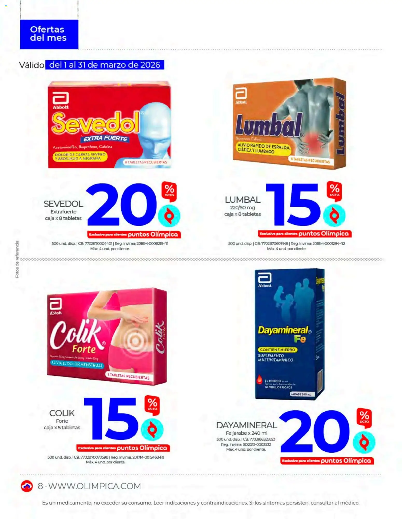 Olímpica revista - valida desde el 01.03.2026 | Página: 8 | Productos: Caja