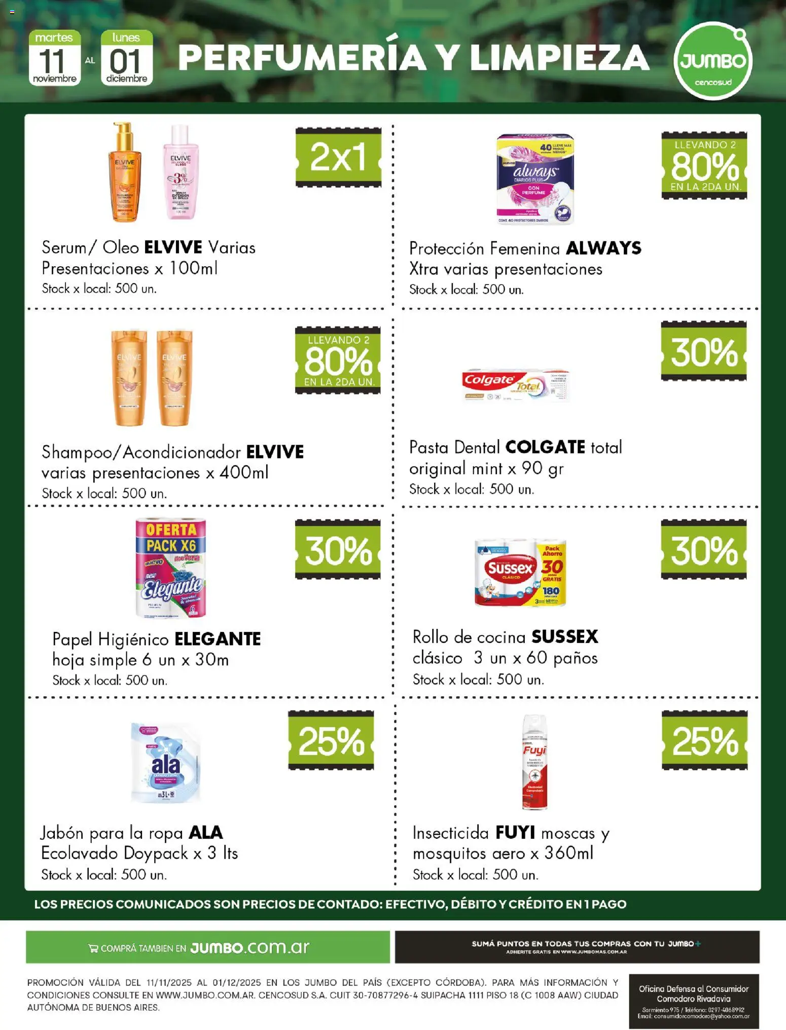 Jumbo - Especial Perfumería y Limpieza │ válido desde el 11.11.2025 | Página: 1 | Productos: Perfume, Ropa, Pasta, Protectores diarios