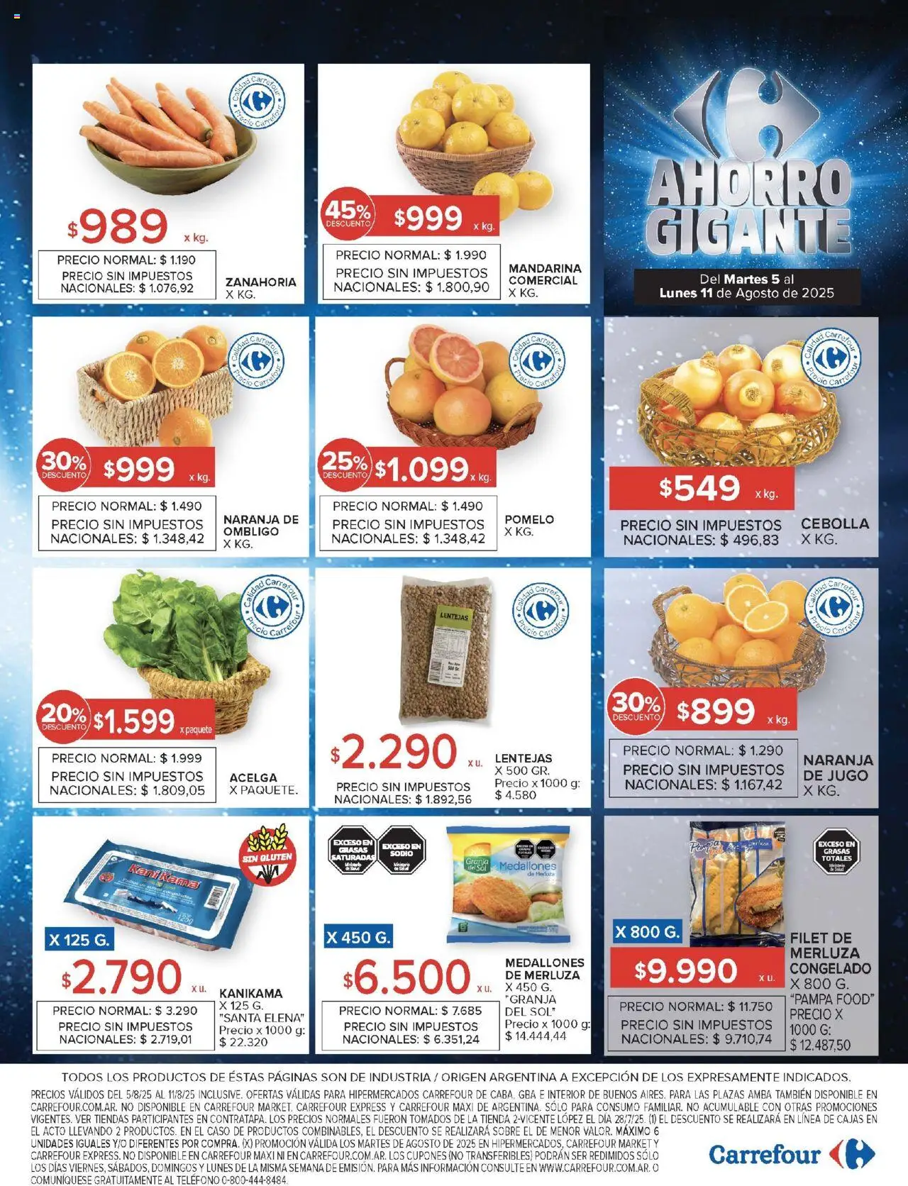 Carrefour ofertas │ válido desde el 05.08.2025 | Página: 15 | Productos: Teléfono, Cebolla, Lentejas, Pomelo