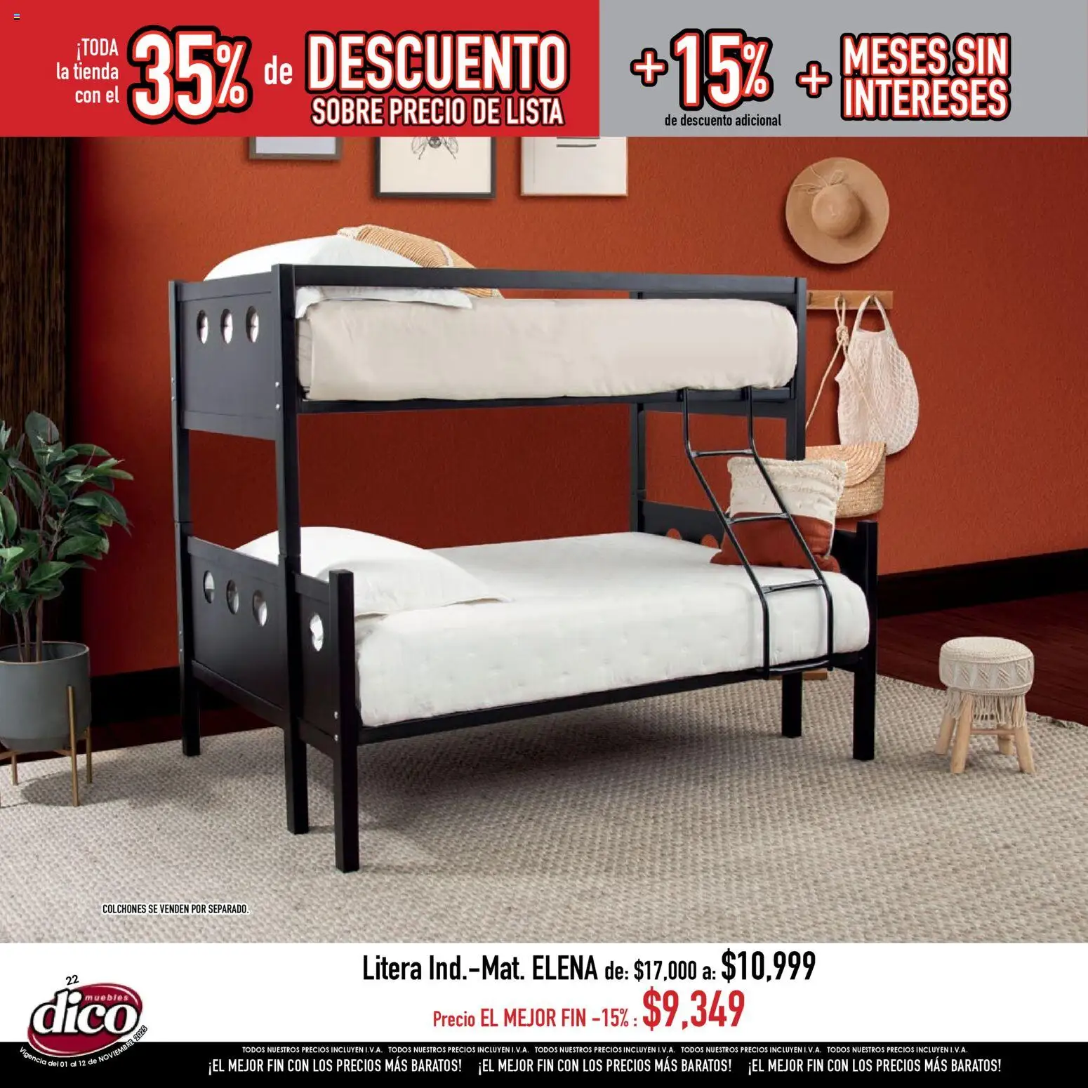 Nuevas ofertas de Muebles Dico válidas en toda la República Mexicana desde el 01.11.2025. ¡Encuentra las mejores ofertas en Muebles Dico Buen Fin ! | Página: 22 | Productos: Litera, Sobre