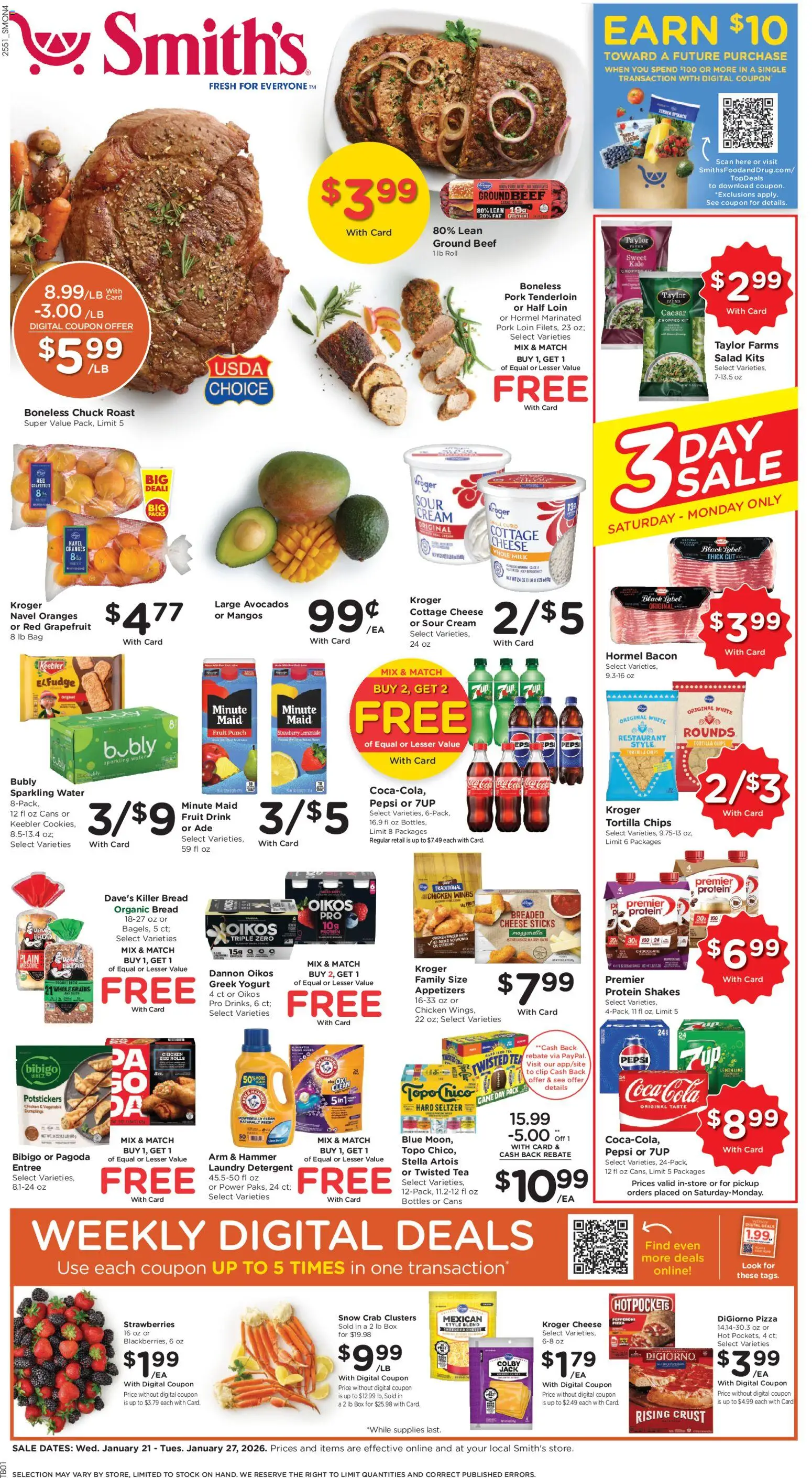 Smith's Weekly Ad - valid from 21.01.2026 | Page: 1 | Products: Kale, Hammer, Cream, Water
