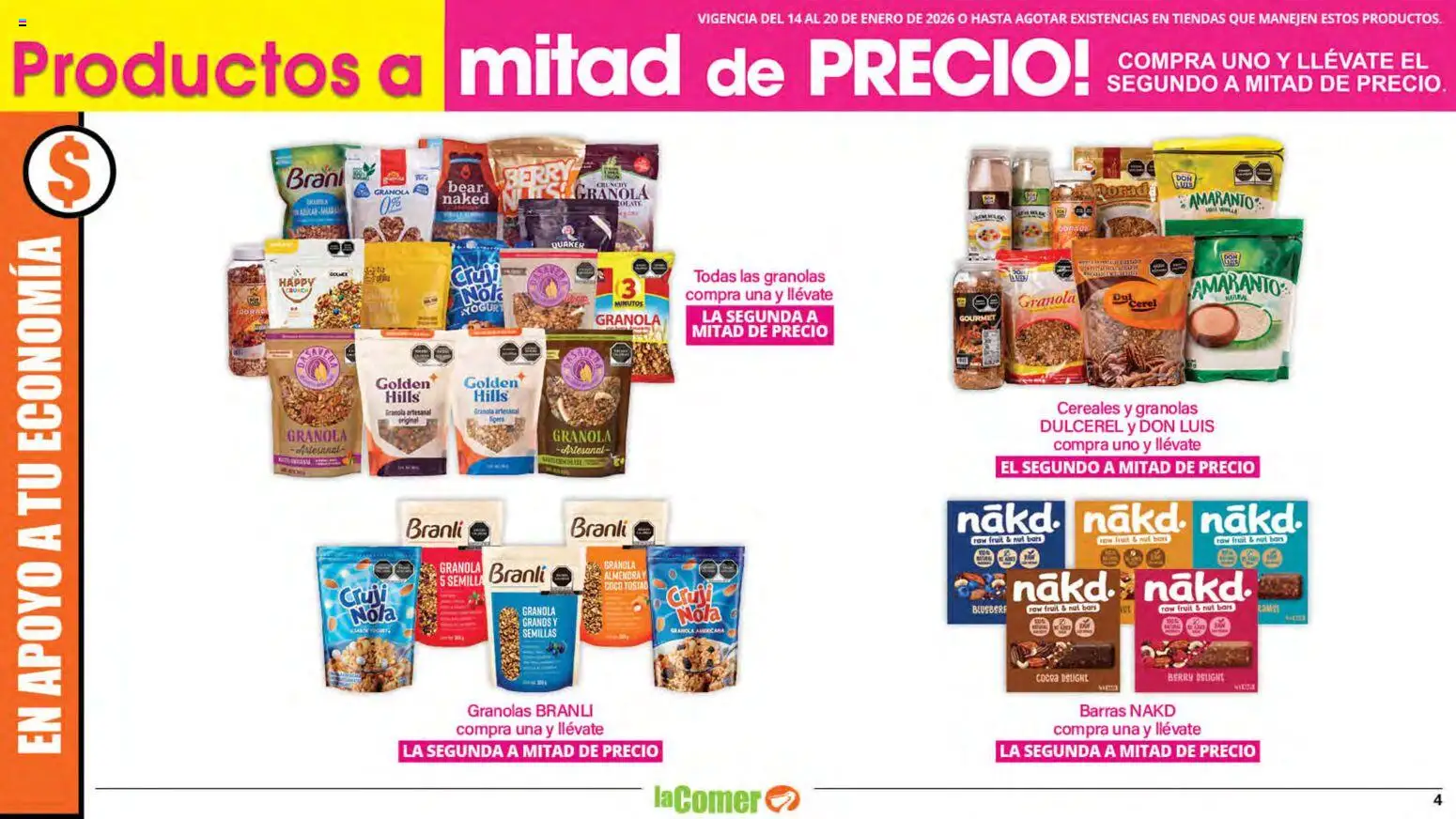 Nuevas ofertas de La Comer válidas en toda la República Mexicana desde el 14.01.2026. ¡Encuentra las mejores ofertas en La Comer folleto! | Página: 4 | Productos: Semillas, Almendra, Cereales