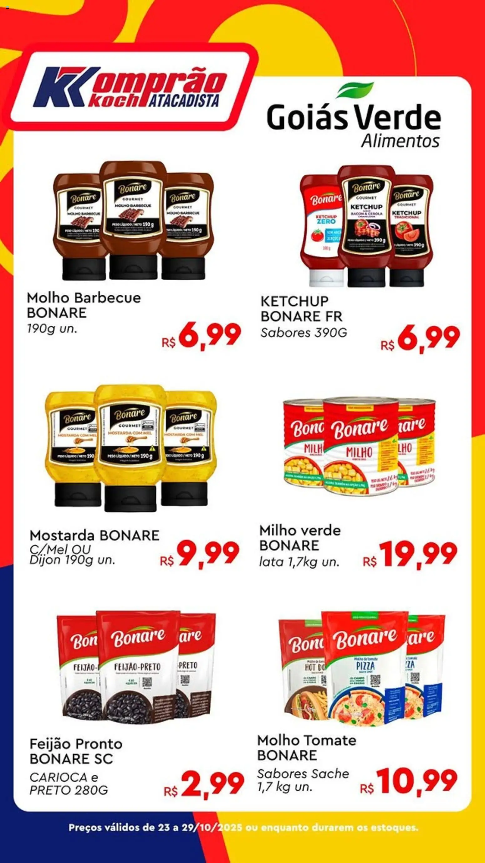 Komprao Atacadista Folheto - válido de 23.10.2025 | Página: 1 | Produtos: Cebola, Milho verde, Pizza, Mel