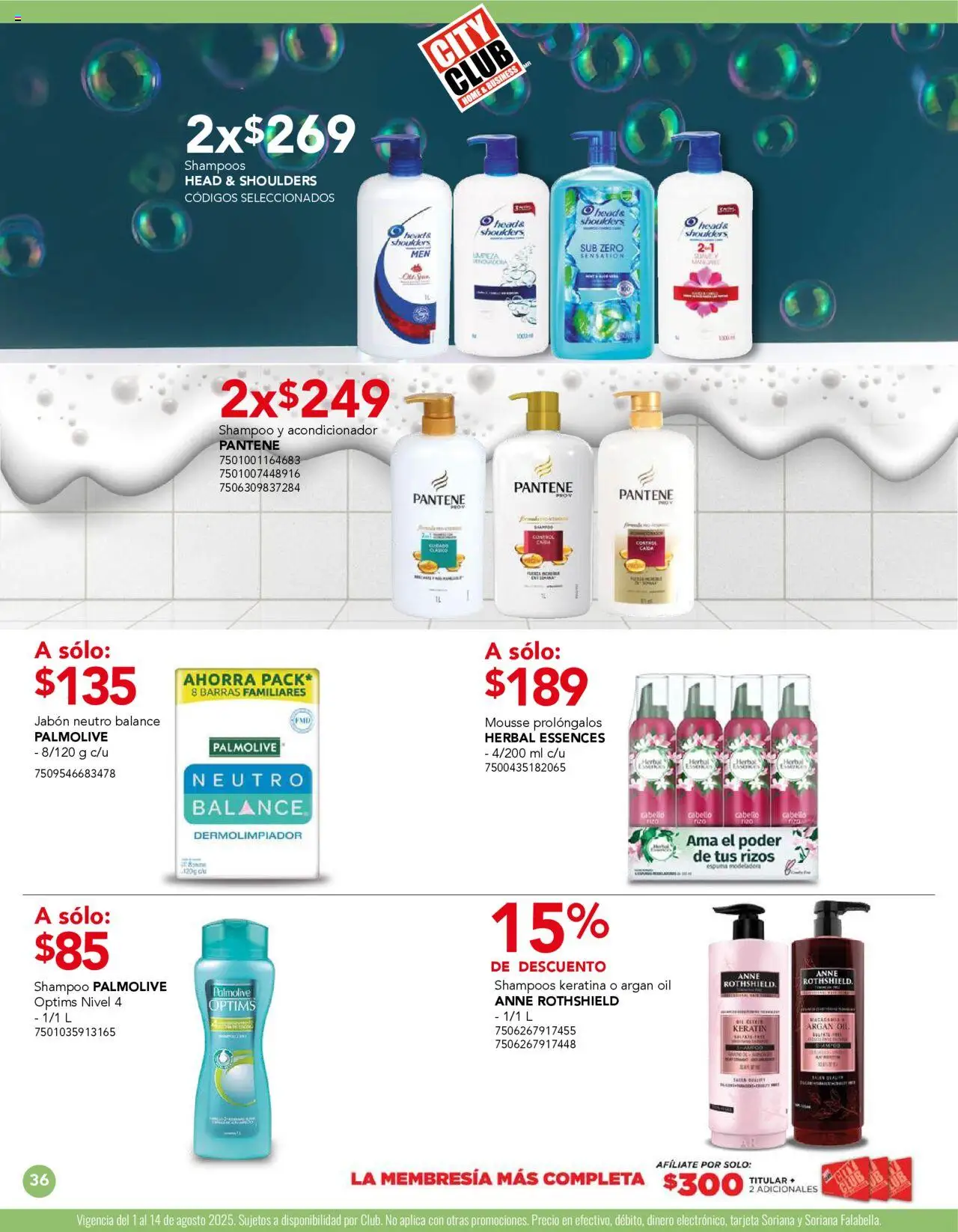 Nuevas ofertas de City Club válidas en toda la República Mexicana desde el 01.08.2025. ¡Encuentra las mejores ofertas en City Club - Catálogo! | Página: 36 | Productos: Mousse, Espuma, Acondicionador, Jabón